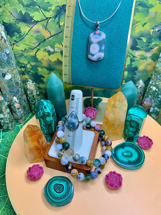 8th Vein Ocean 🌊 Jasper Pendant and Ring Gift Set