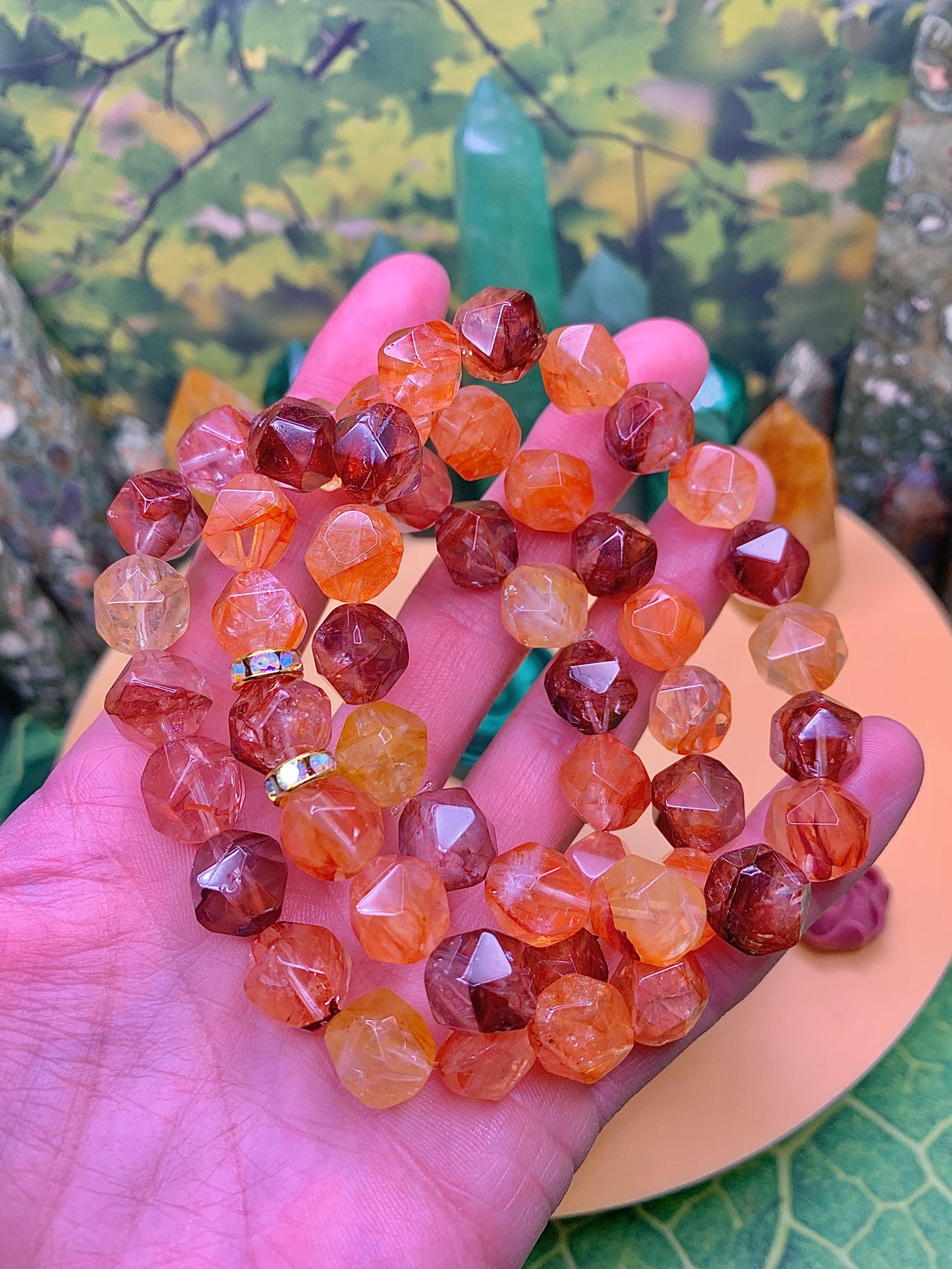 Faceted Fire 🔥 Quartz Bracelet 11mm (No Spacer)