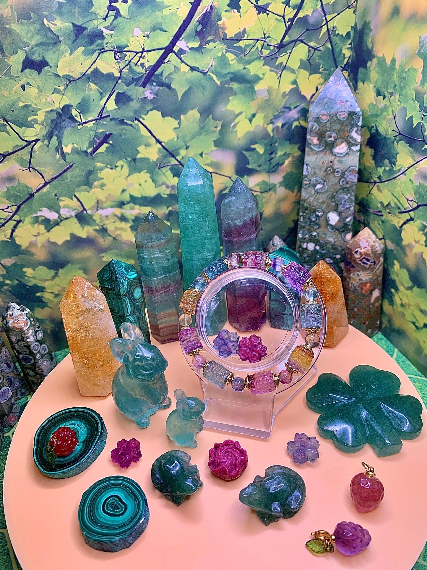 Candy ๐ญ Fluorite Carved Barrel Bracelet