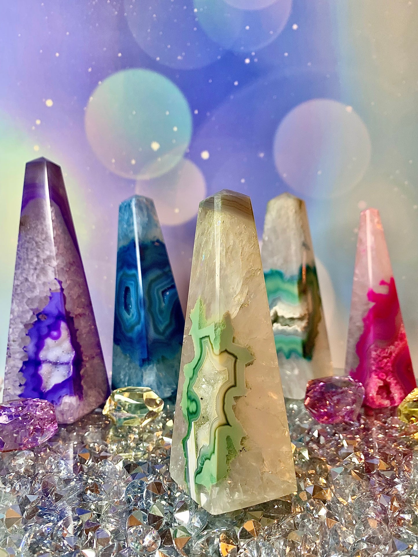 Brazilian Agate Obelisk (Green)