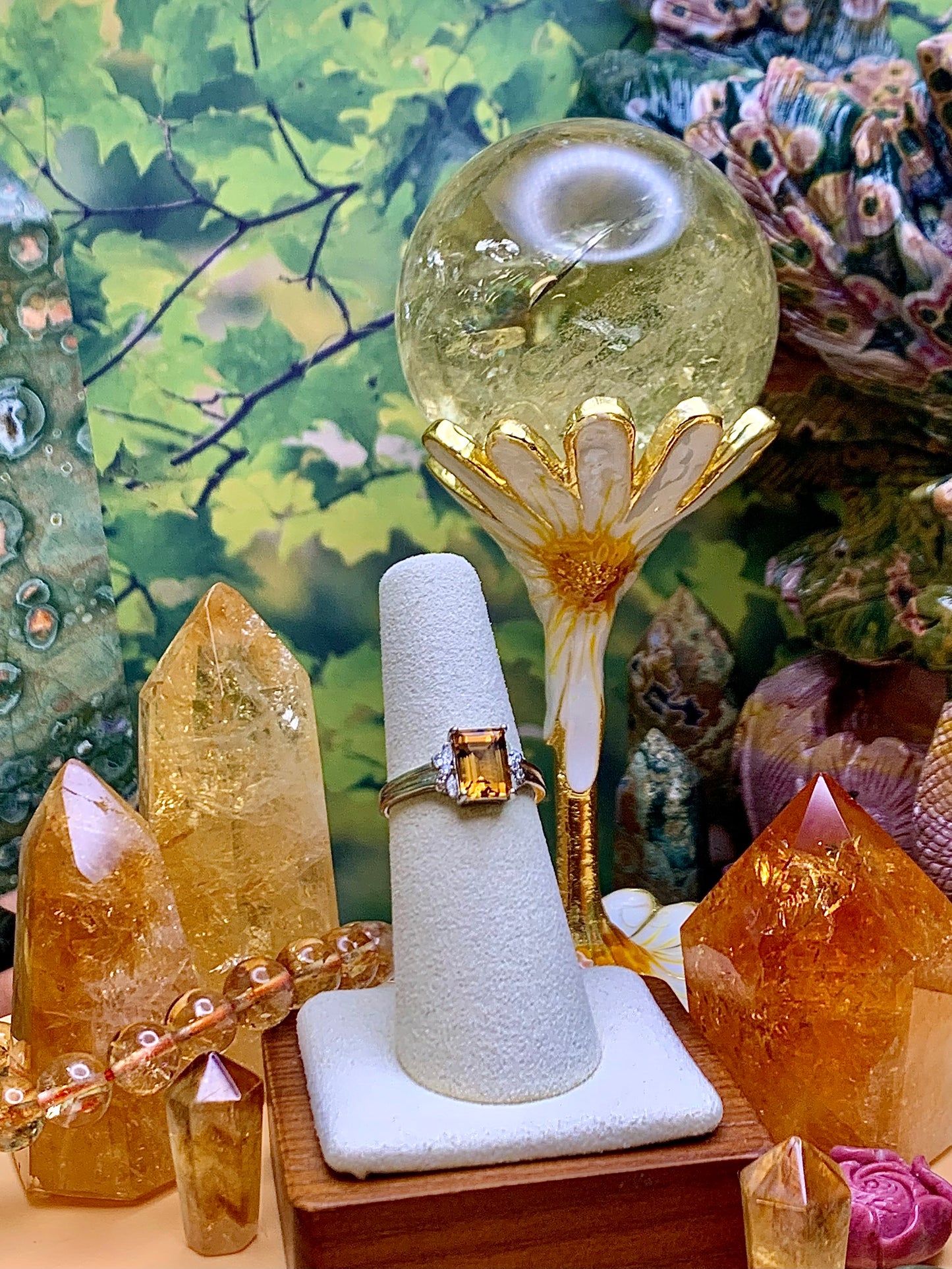 Citrine Emerald Cut Ring set I’m Sterling Silver