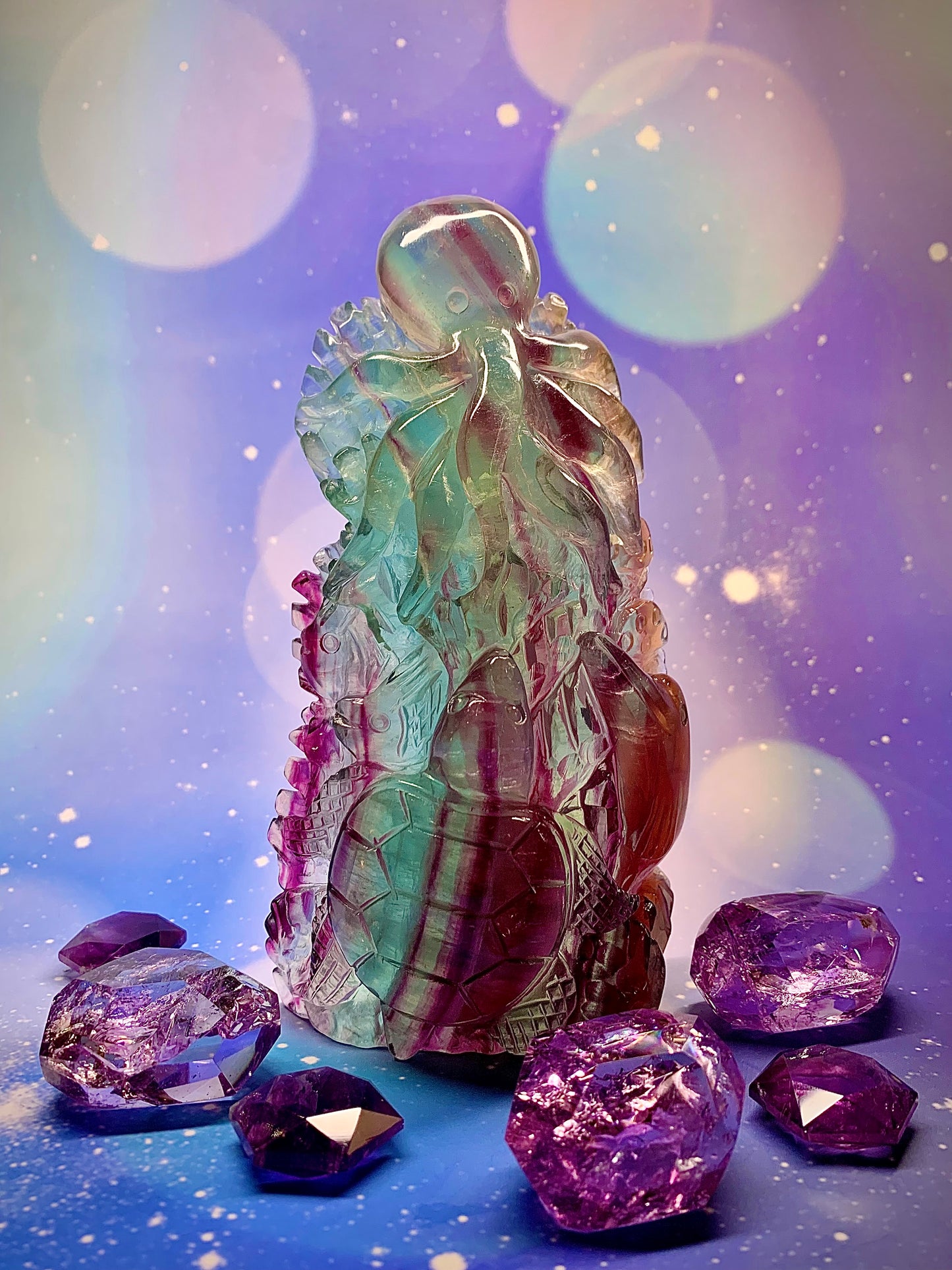 Candy 🍭 Fluorite Sea Turtle 🐢 & Fish 🐟 Scene