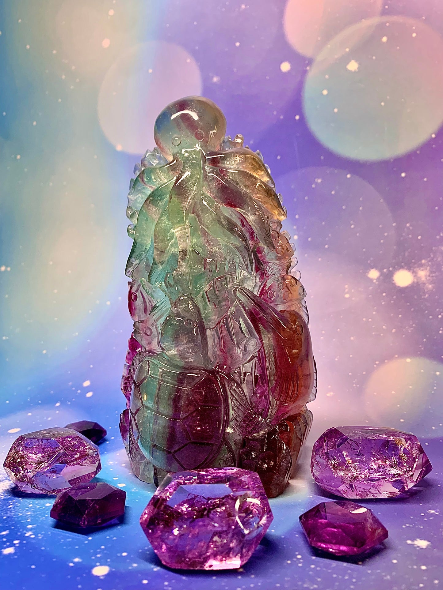 Candy 🍭 Fluorite Sea Turtle 🐢 & Fish 🐟 Scene