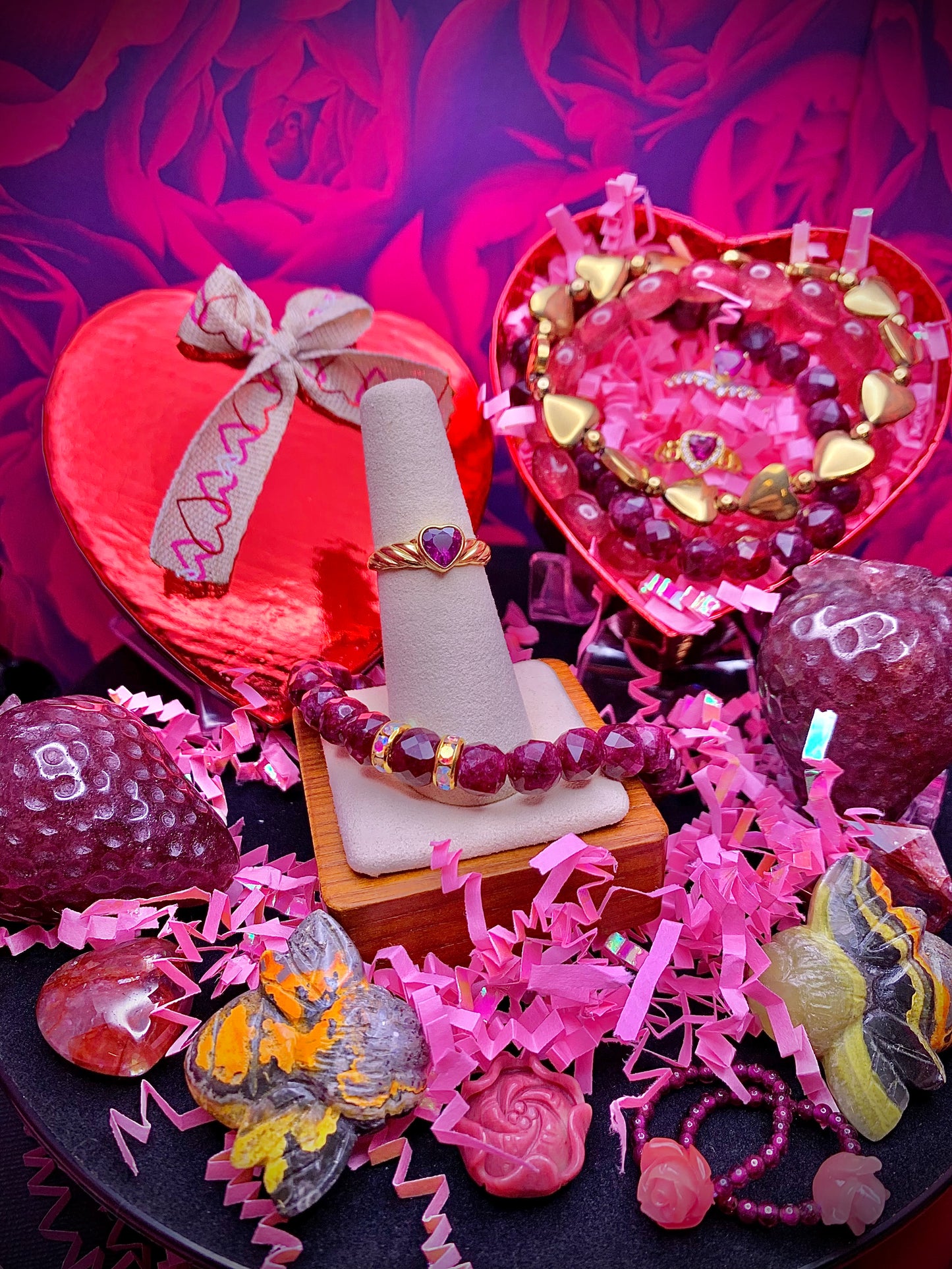 Purple Garnet Heart ♥️ Ring with 18k Gold over .925 Silver