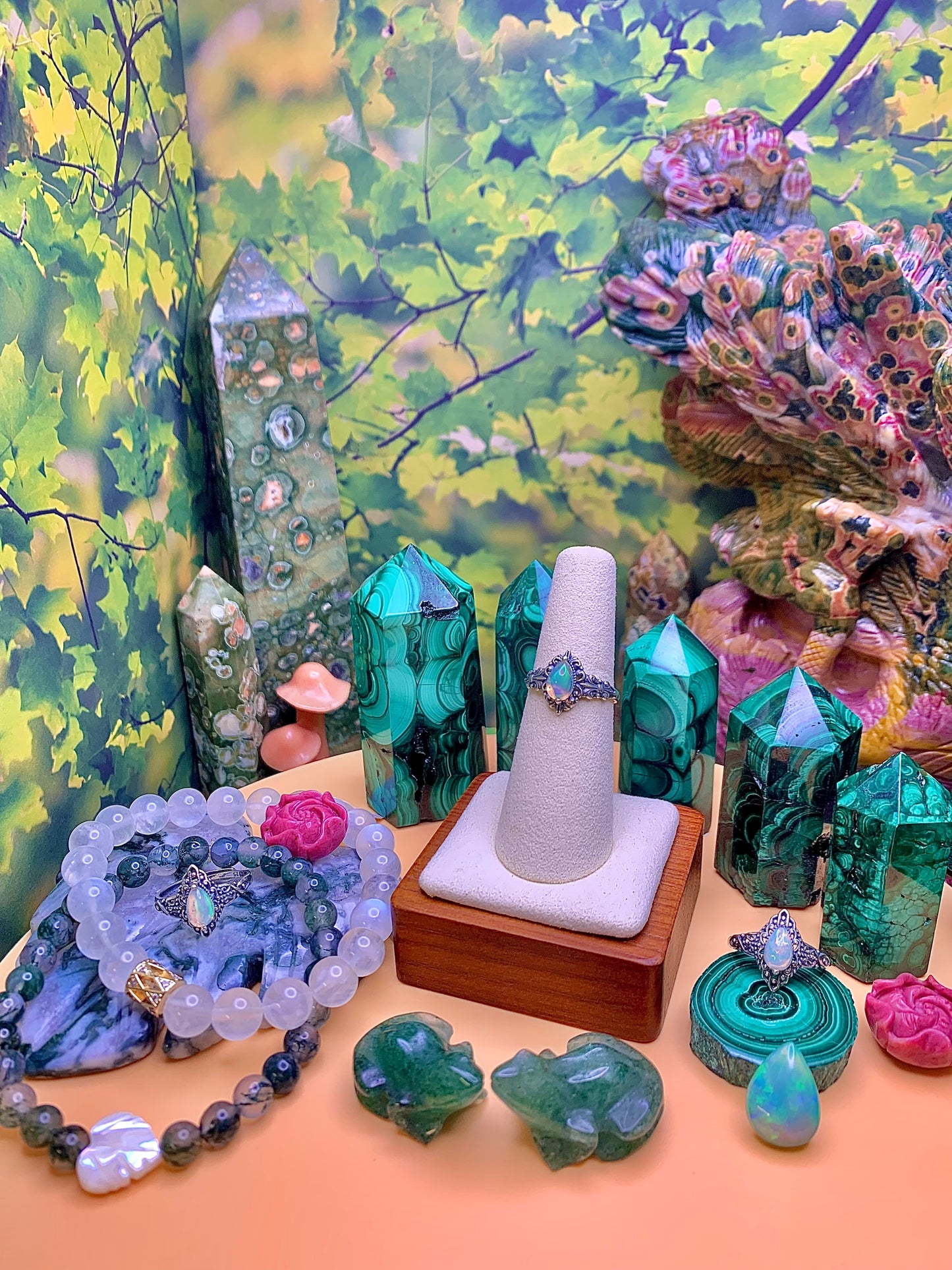 Vintage Style Opal Tear Drop Cut Ring set in Sterling Silver