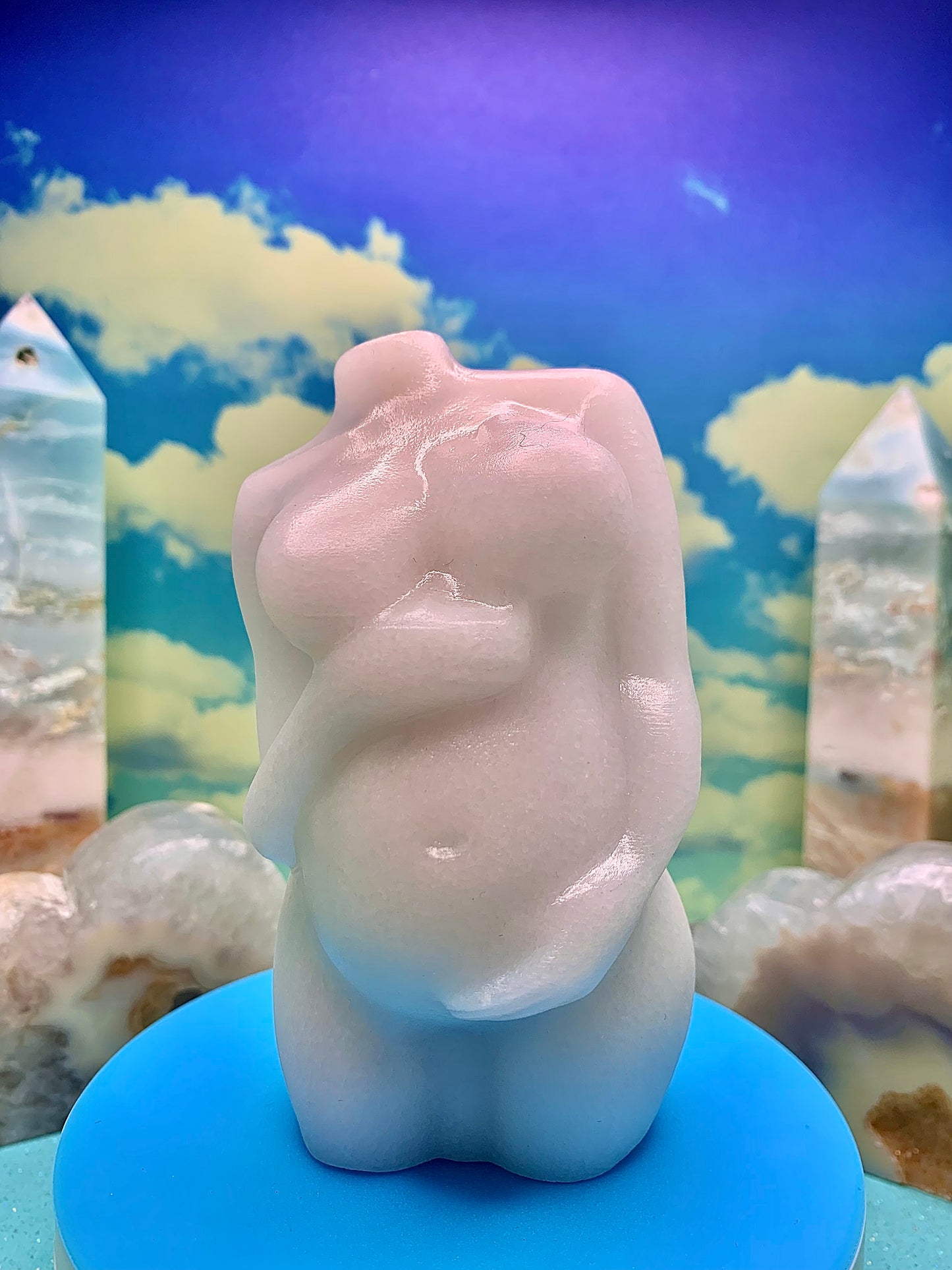 White Jade Pregnant Goddess