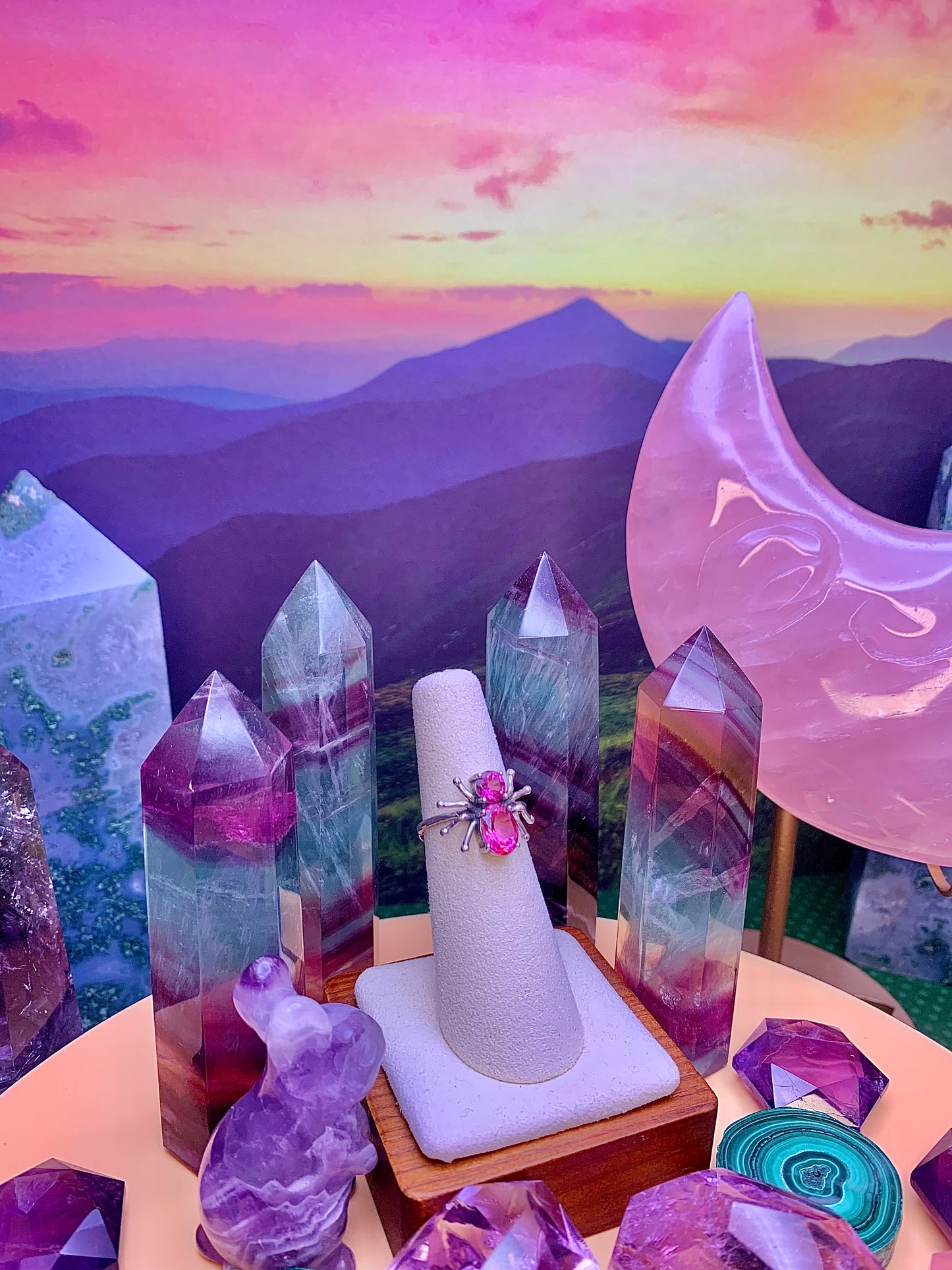 Pink Topaz Spider 🕷️ Ring in Sterling Silver