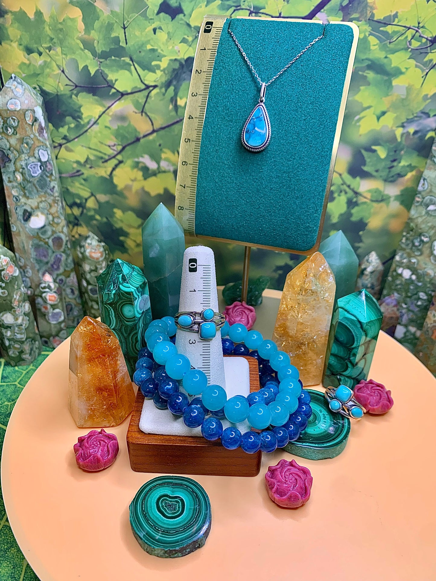 Turquoise Triple Stone Cabochon Ring Set in Sterling Silver