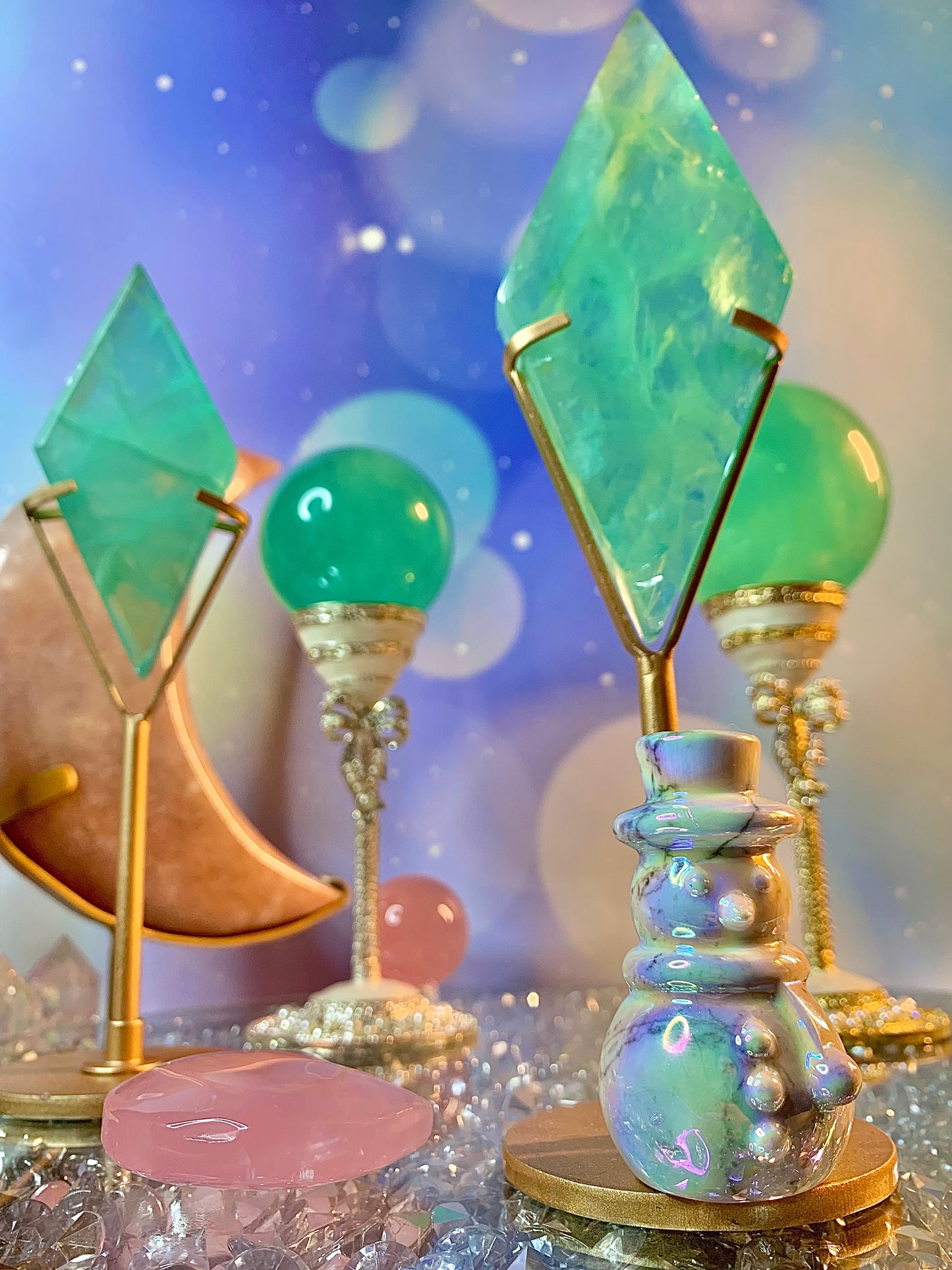 Baja Blast Fluorite Diamond on Stand