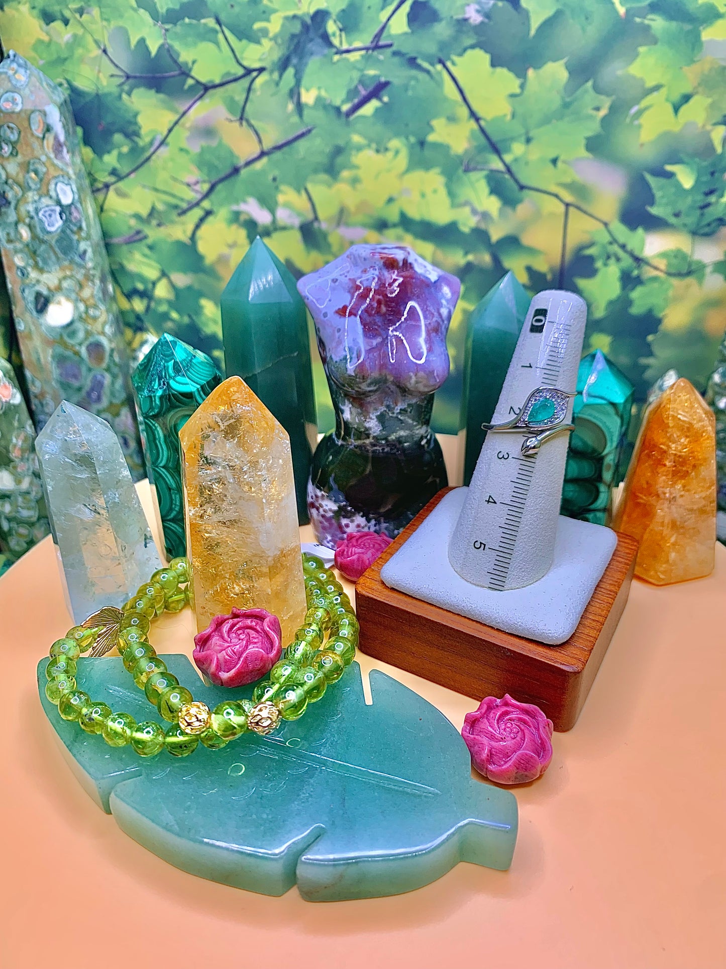 Emerald Lily Ring in Sterling Silver