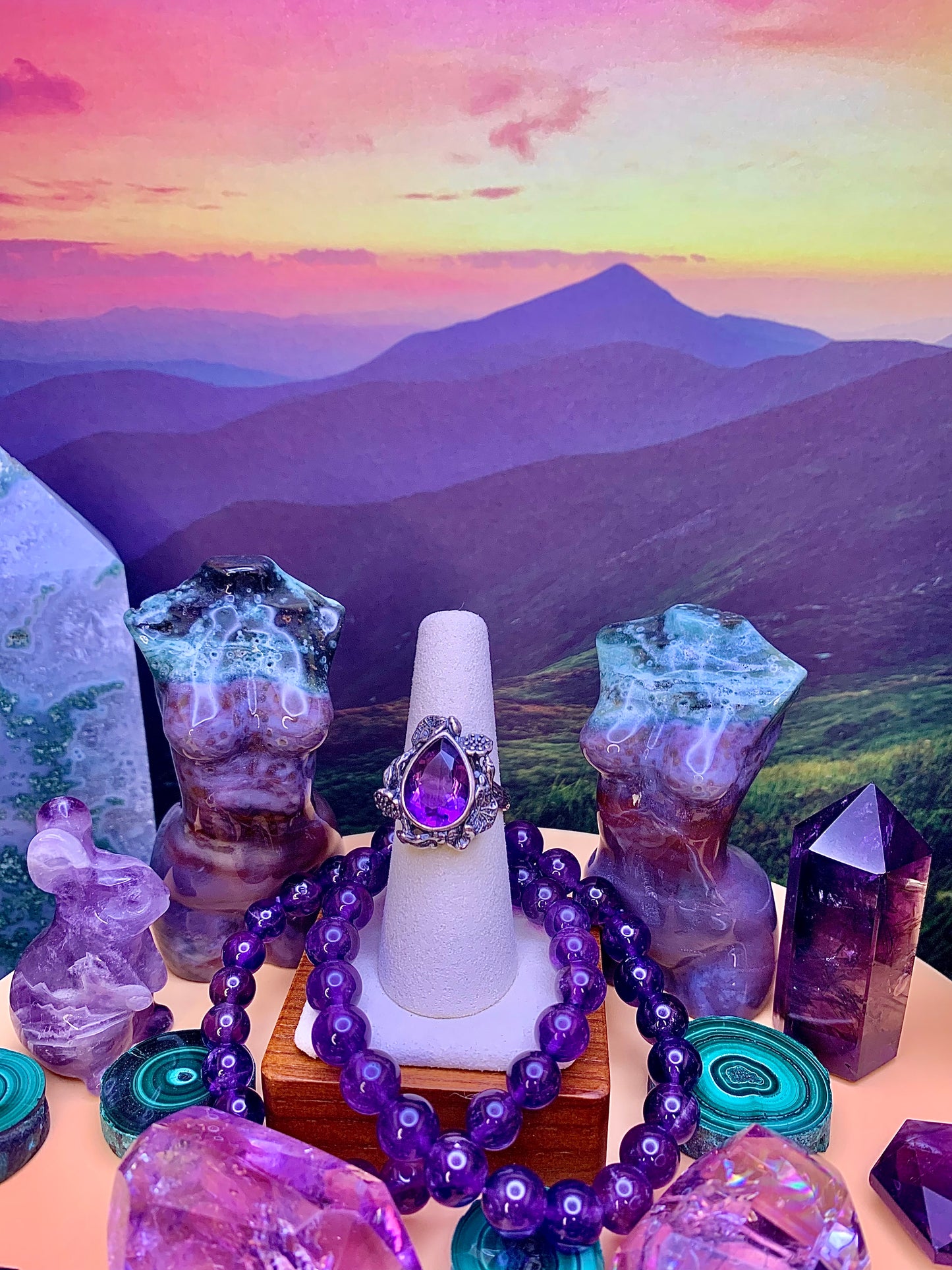 Amethyst Vintage Vines Ring in Sterling Silver