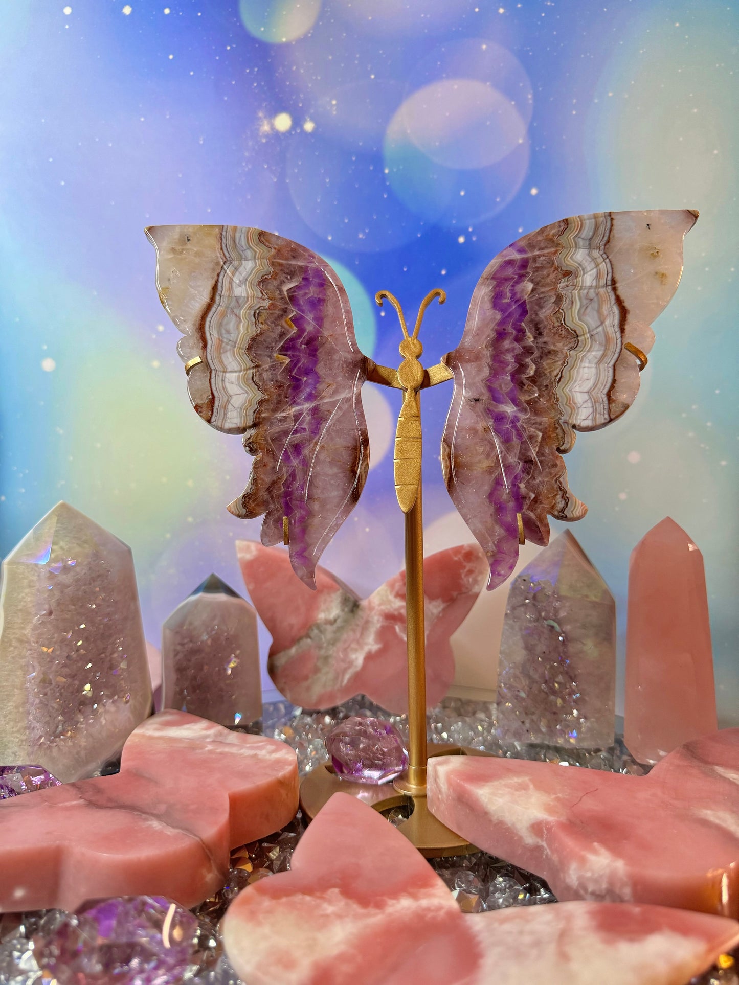 Amethyst Agate Butterfly ๐ฆ Wings on Stand