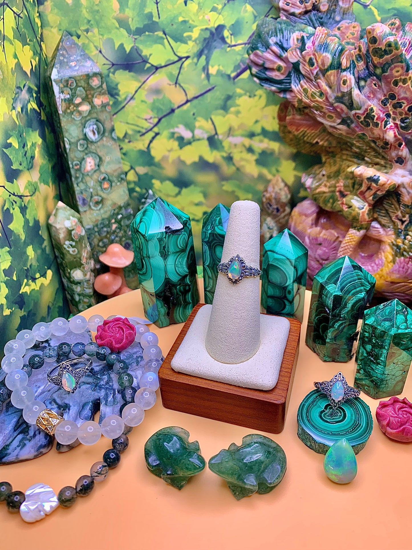 Vintage Style Opal Tear Drop Cut Ring set in Sterling Silver