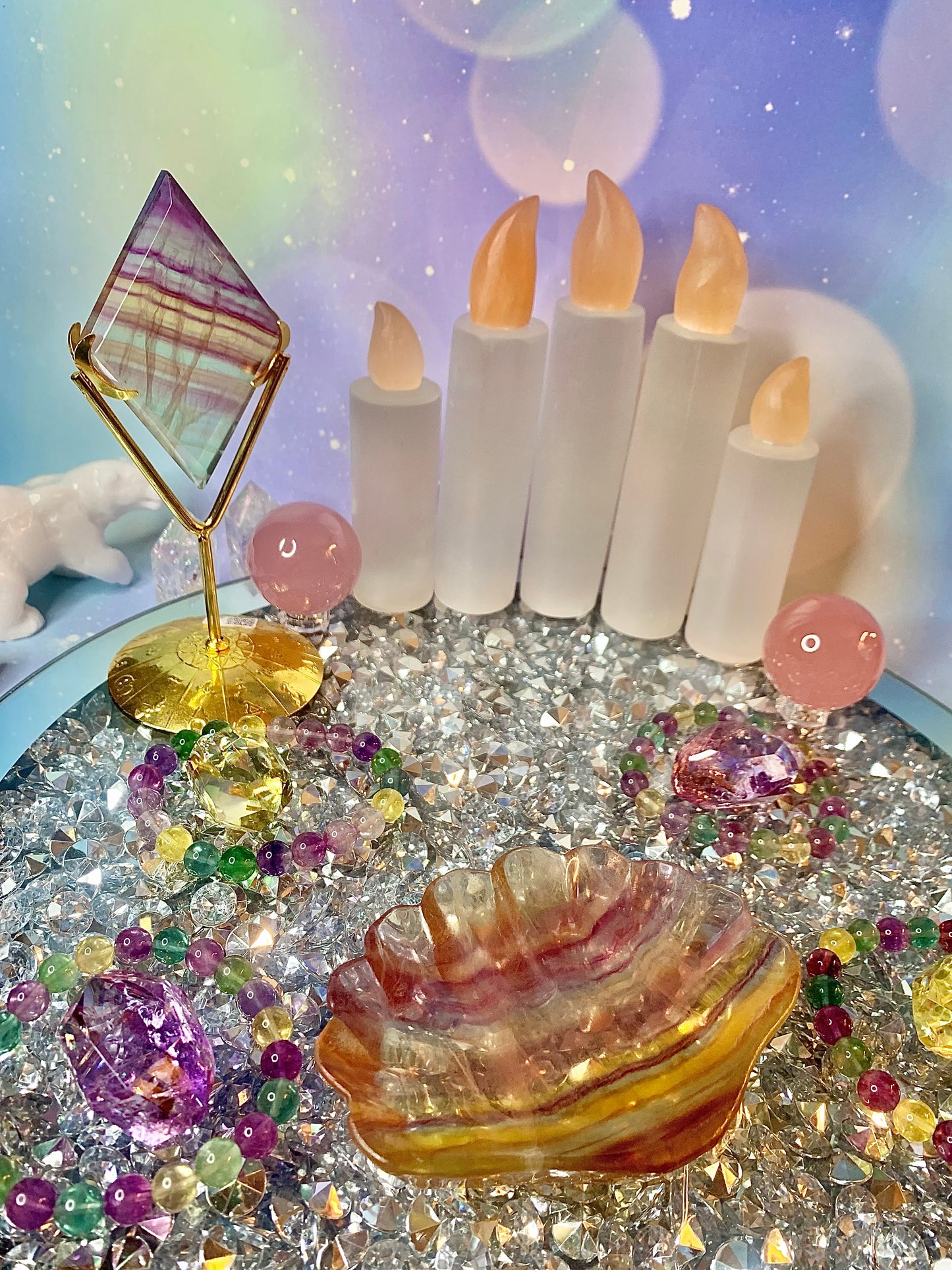 Purple & Yellow Candy Fluorite Shell Bowl (Large)