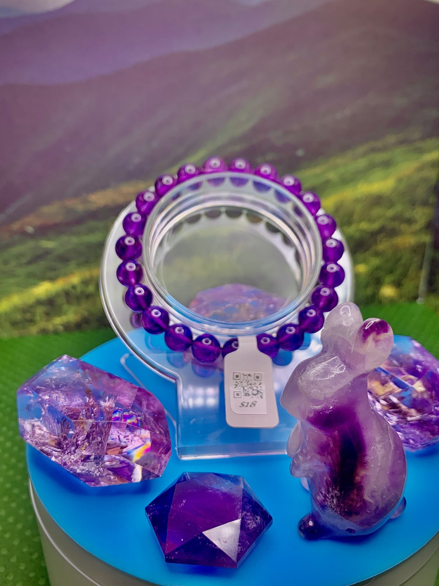 Amethyst Round Bead Bracelet 7mm