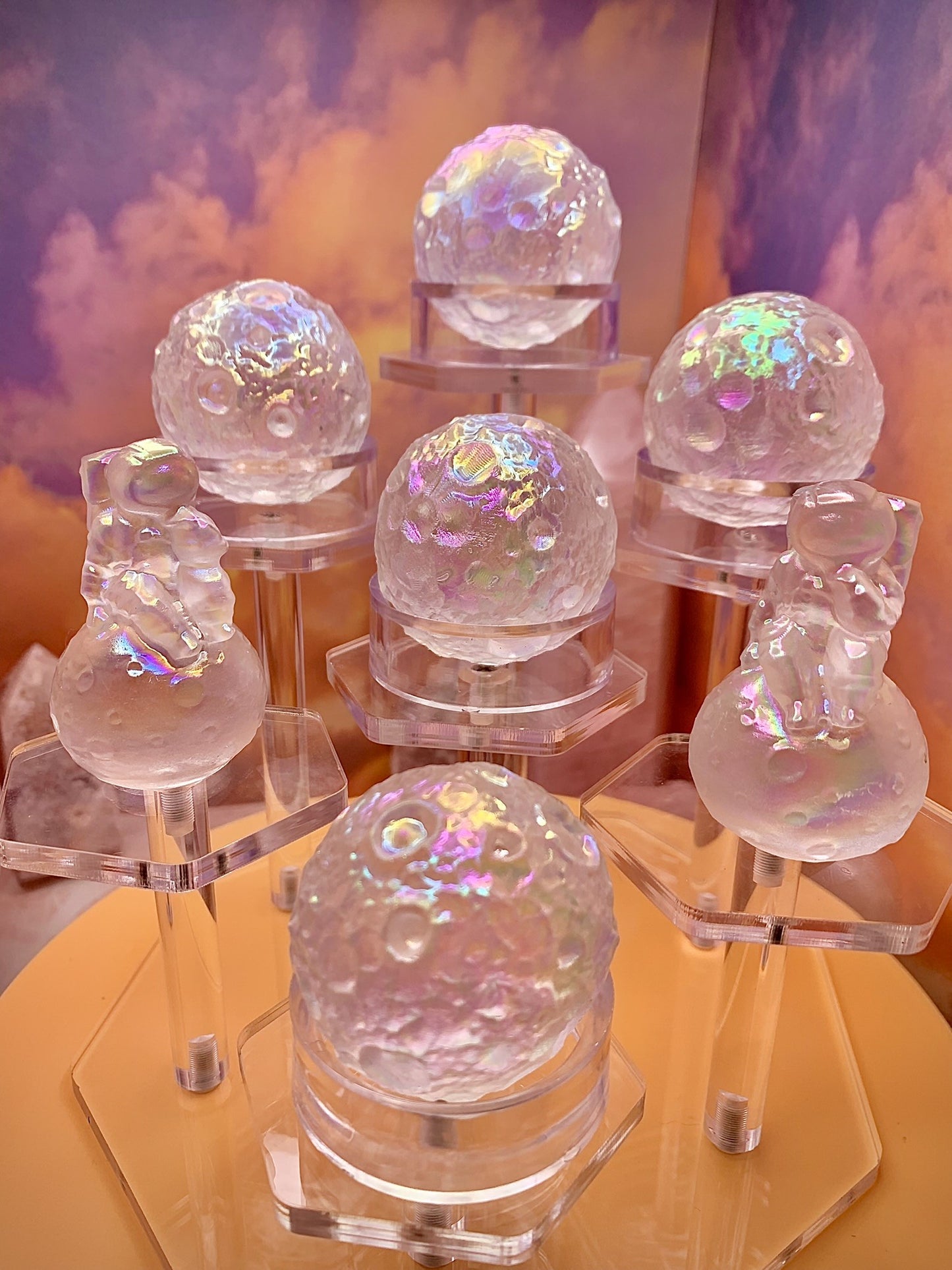 Aura Clear Quartz Moon Carving