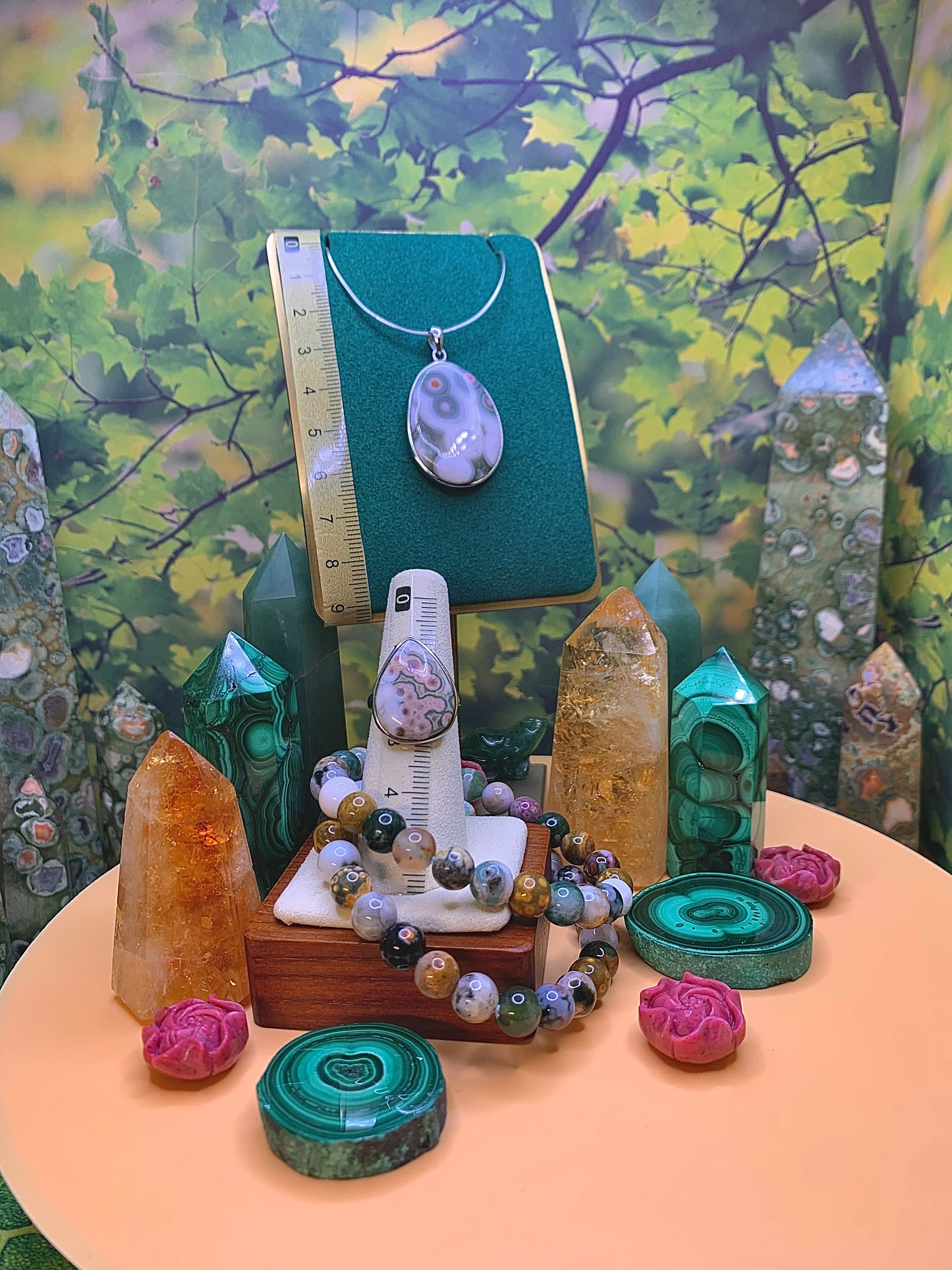 8th Vein Ocean 🌊 Jasper Pendant and Ring Gift Set