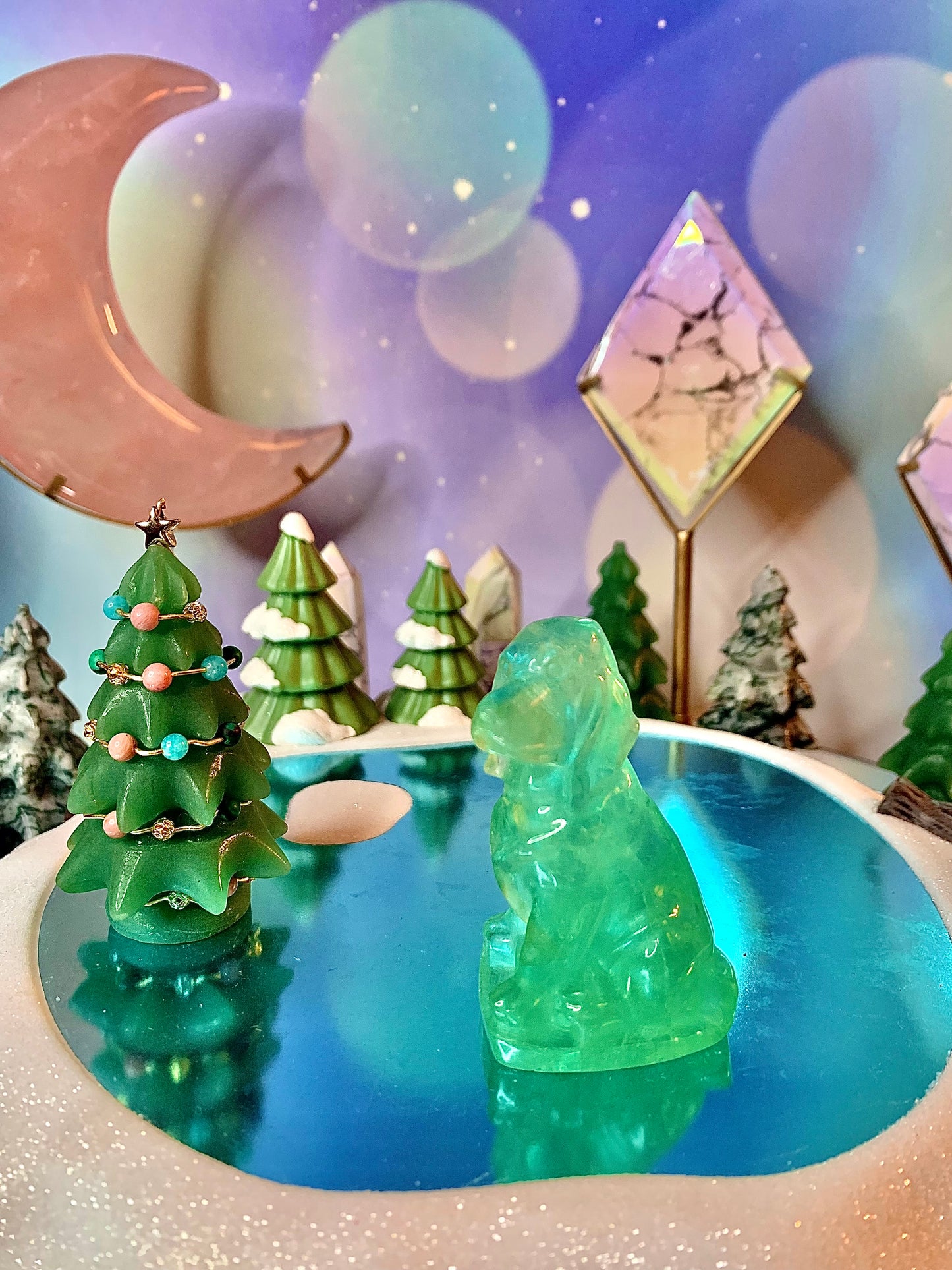 Green Fluorite Dog Carving