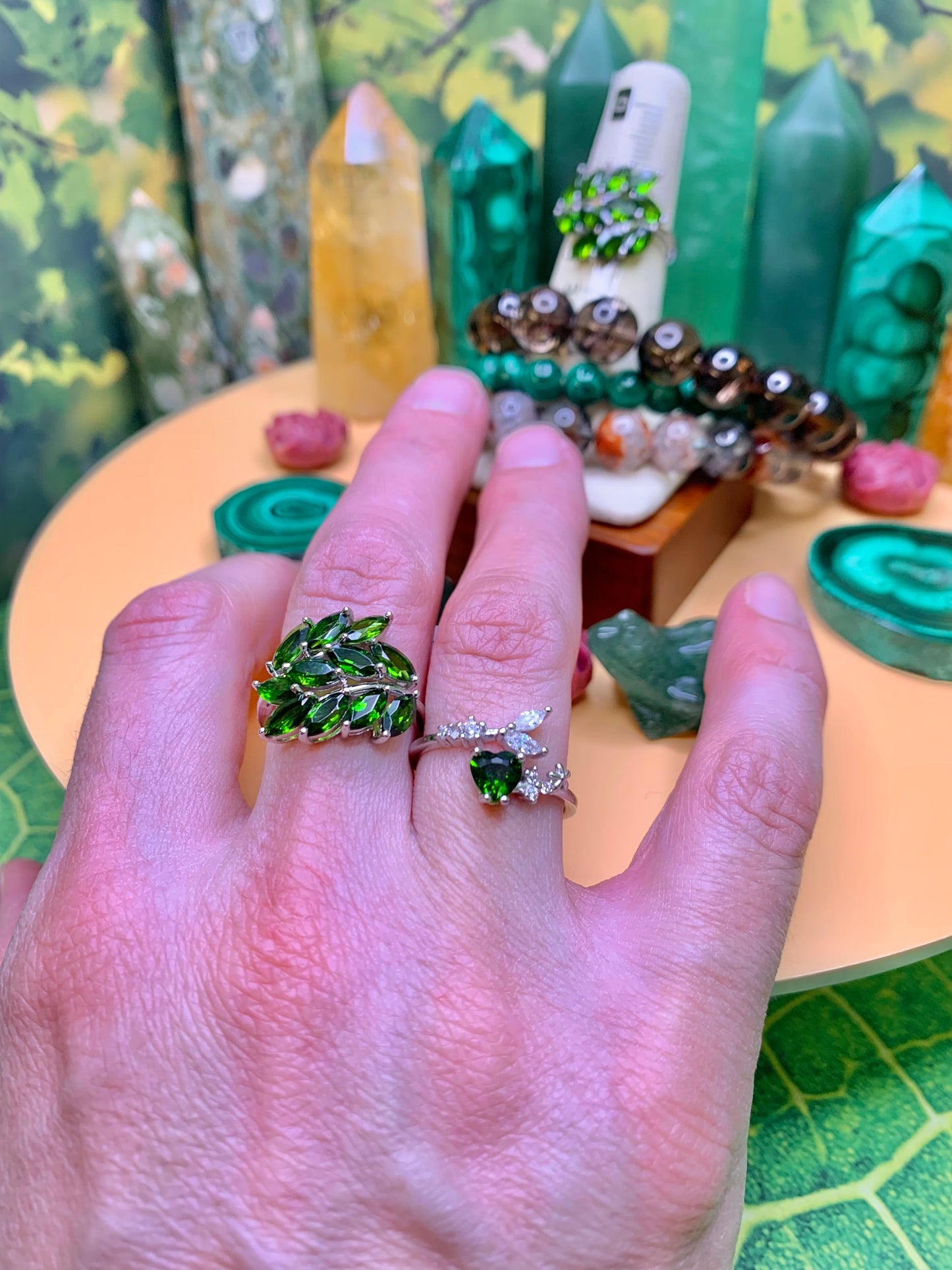 Chrome Diopside Heart 💚 Cut with Leaf Accents in Sterling Silver