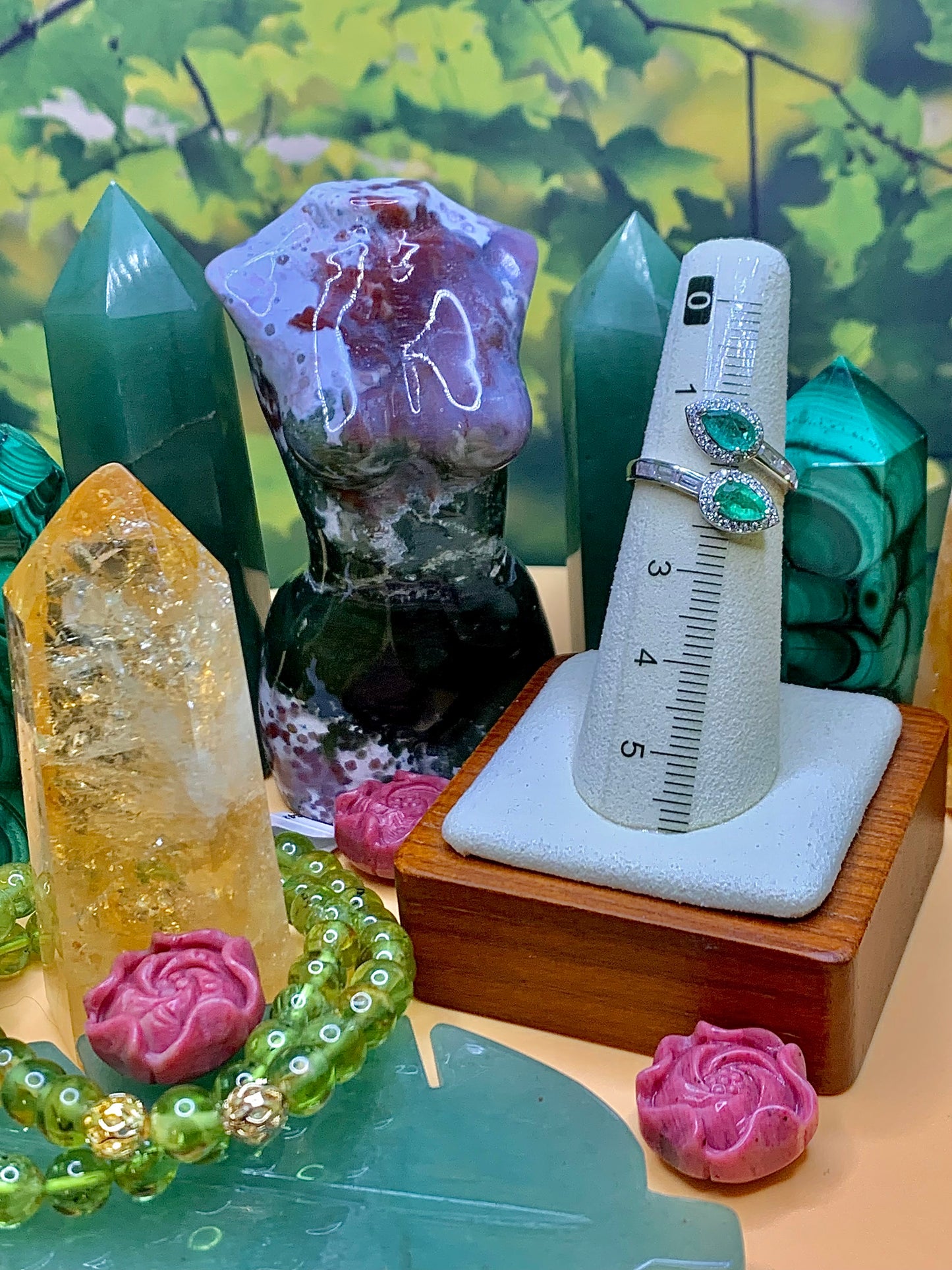 Emerald Double Stone Ring in Sterling Silver