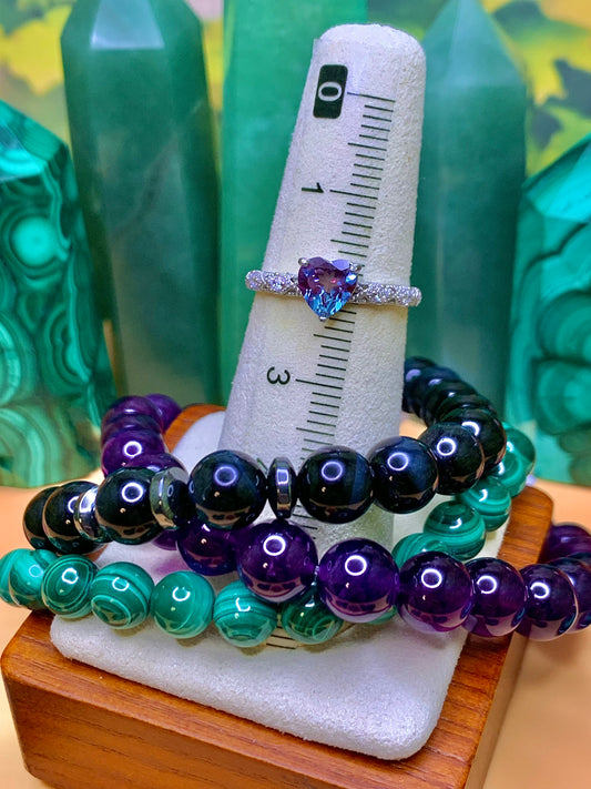 Alexandrite Heart Cut set in a Sterling Silver