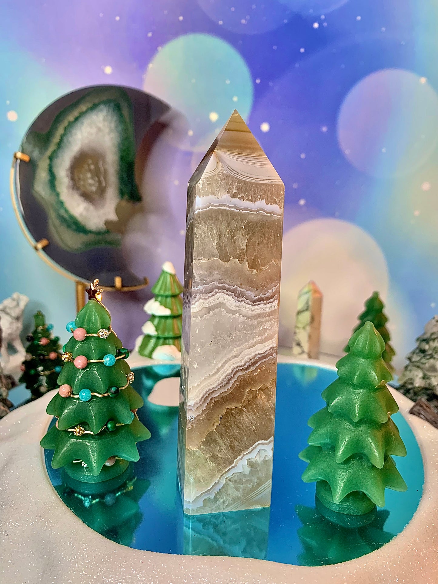 Amethyst Agate Druzy Tower