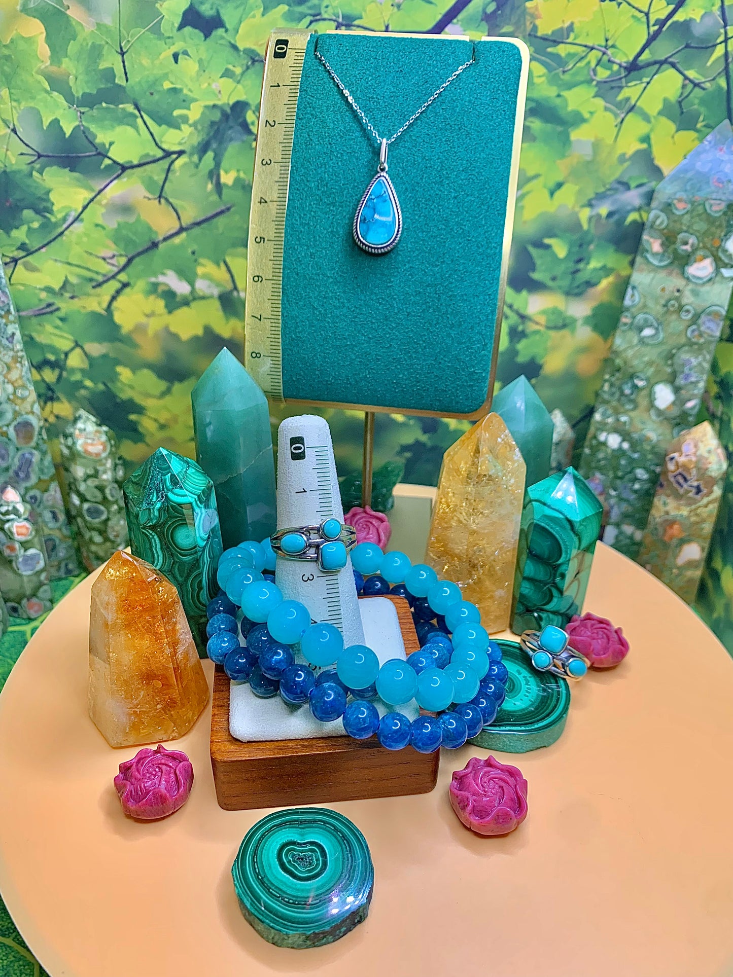 Turquoise Triple Stone Cabochon Ring Set in Sterling Silver