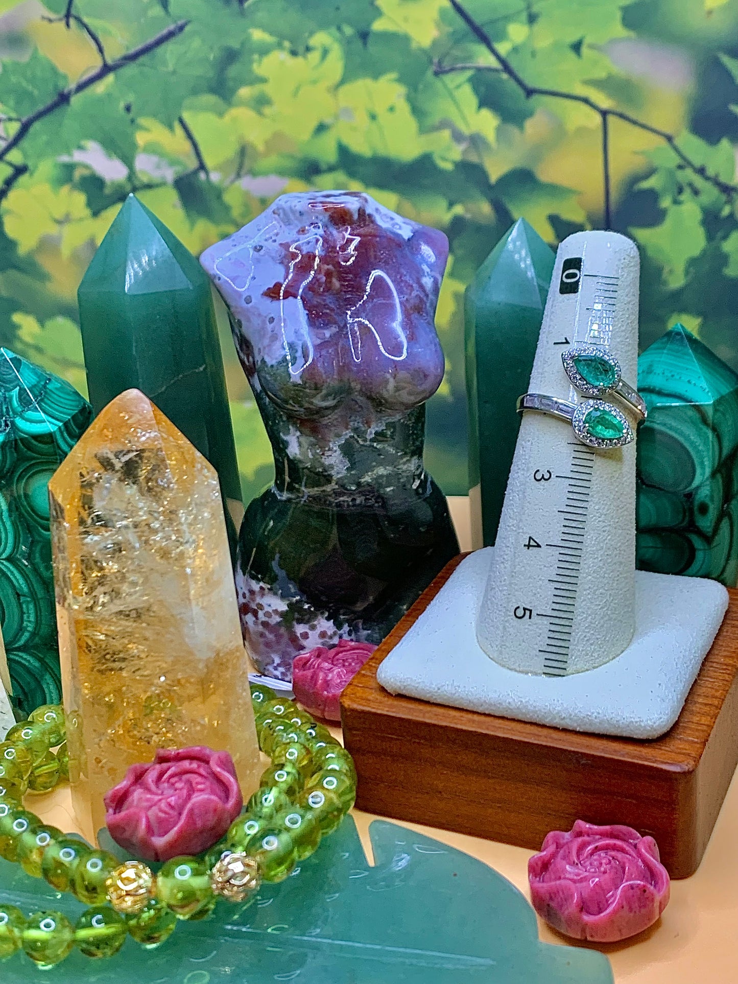 Emerald Double Stone Ring in Sterling Silver