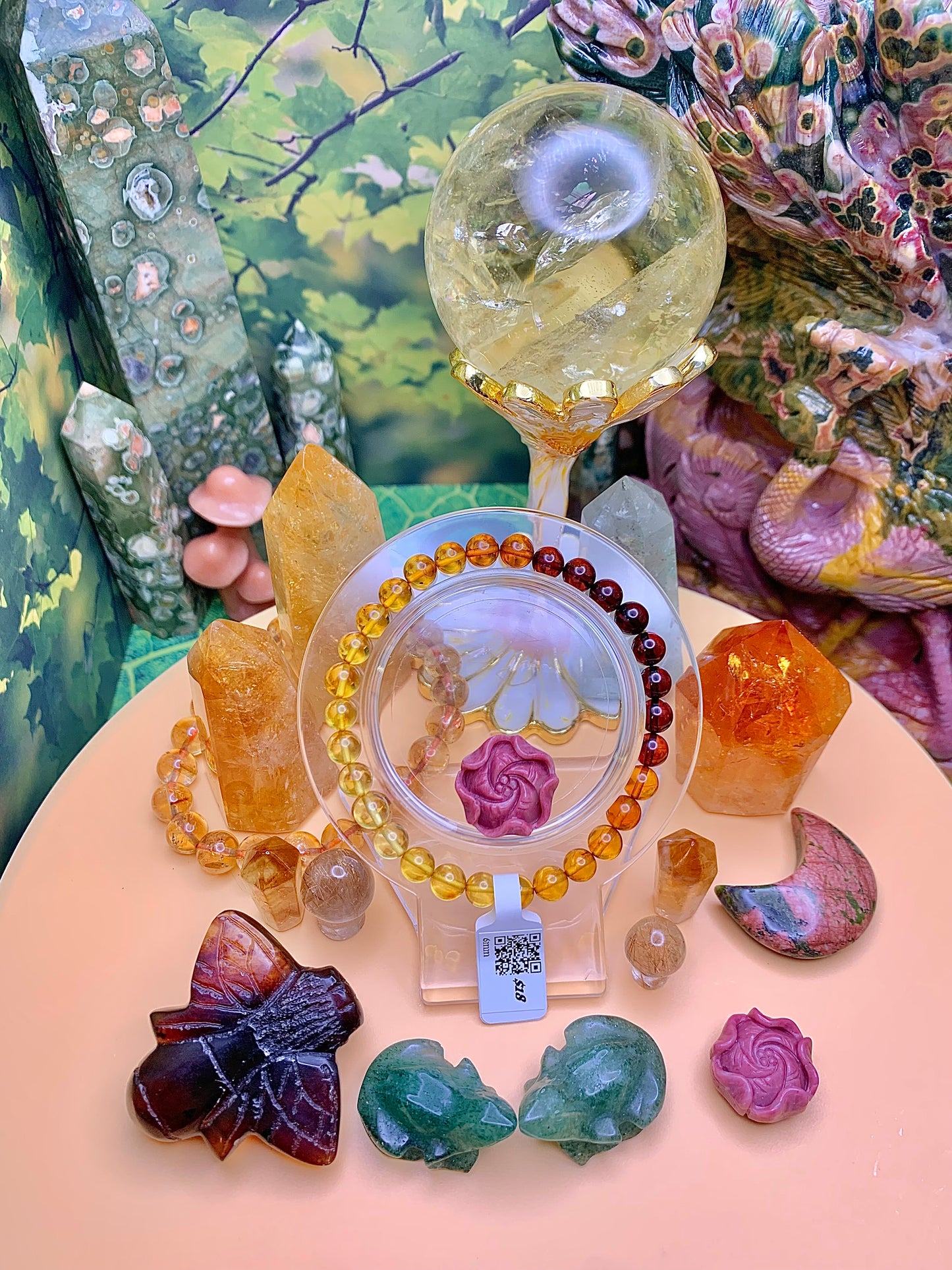 Amber Round Bead Ombre 6.5mm