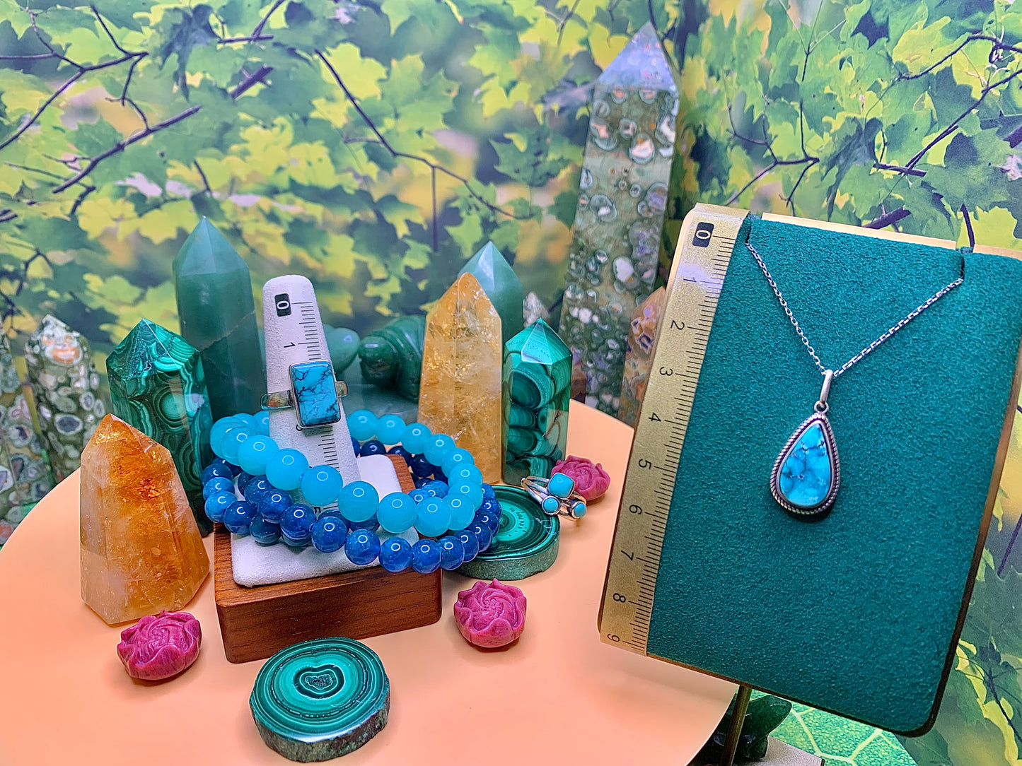 Turquoise Rectangular Cut Ring Set in Sterling Silver