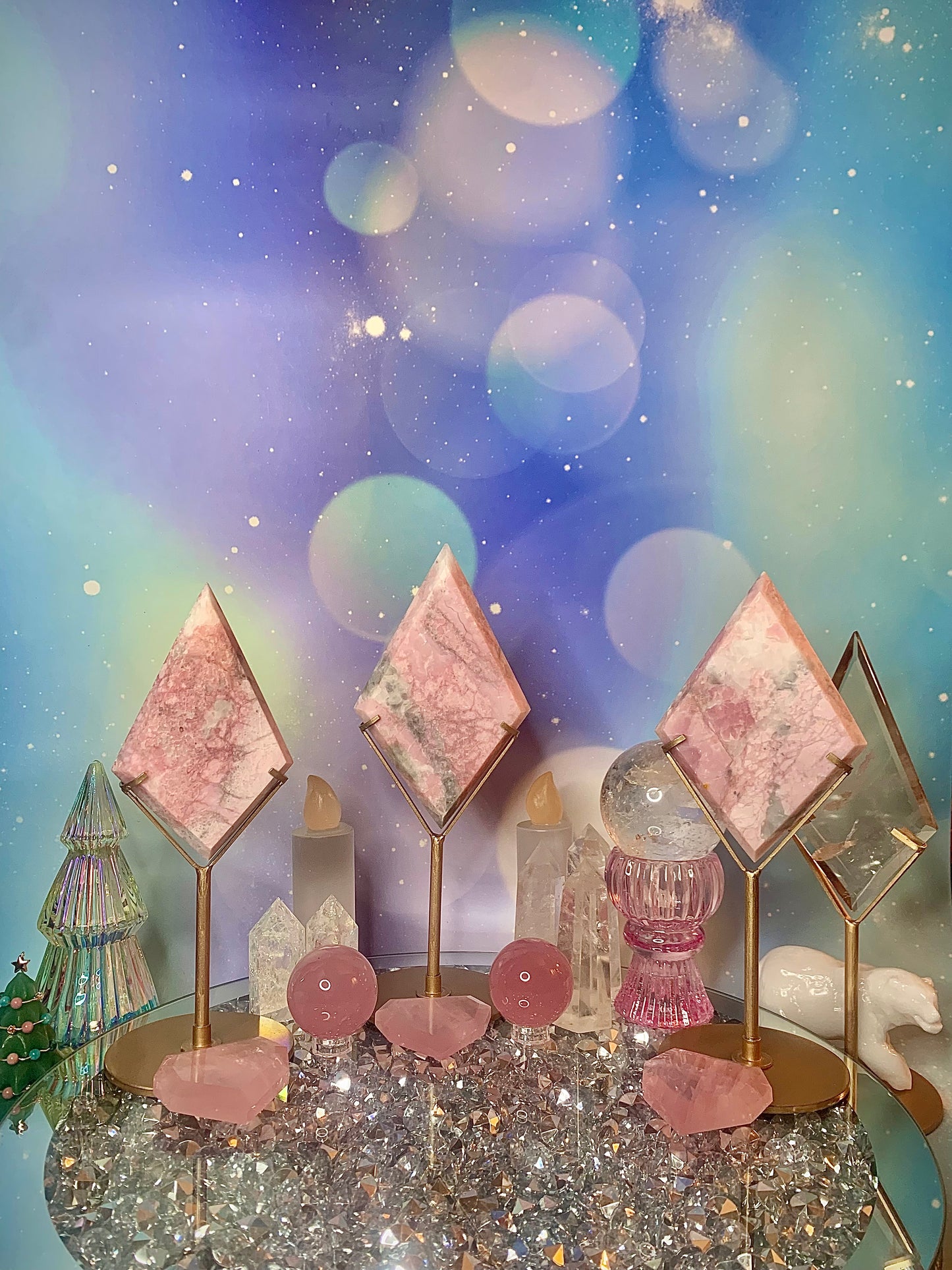 Pink Opal Diamond on Stand