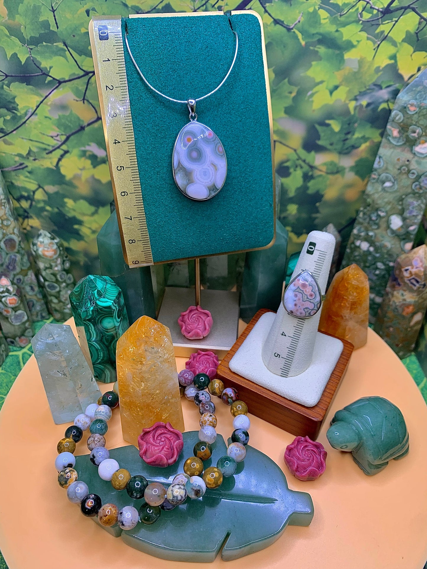 8th Vein Ocean 🌊 Jasper Pendant and Ring Gift Set