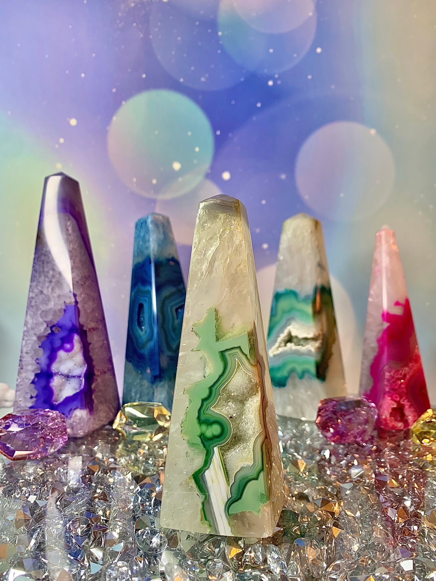 Brazilian Agate Obelisk (Green)
