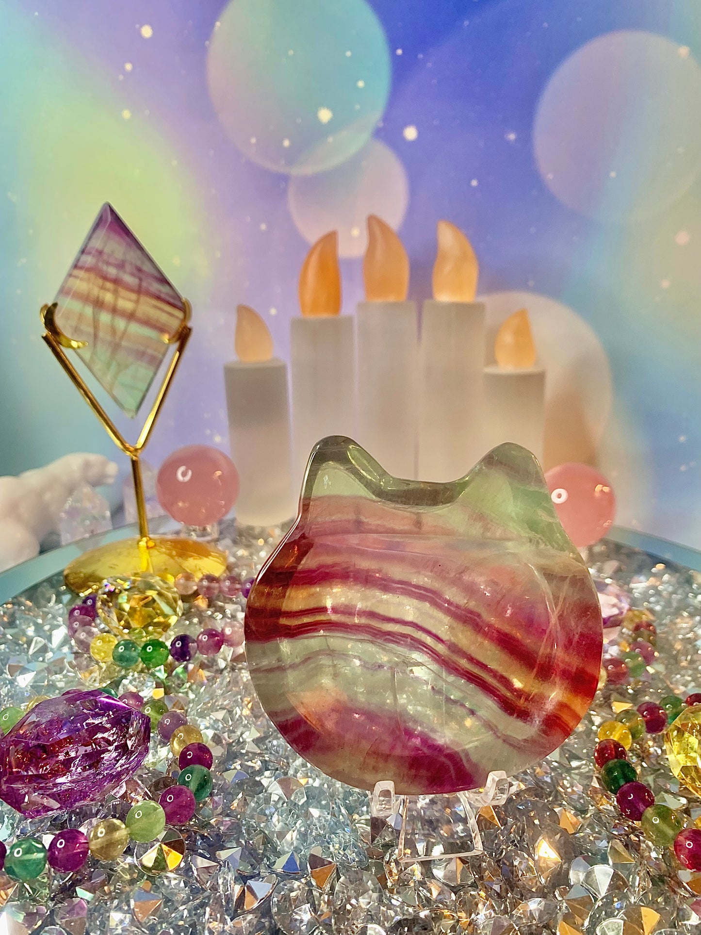 Candy Fluorite Cat Bowl