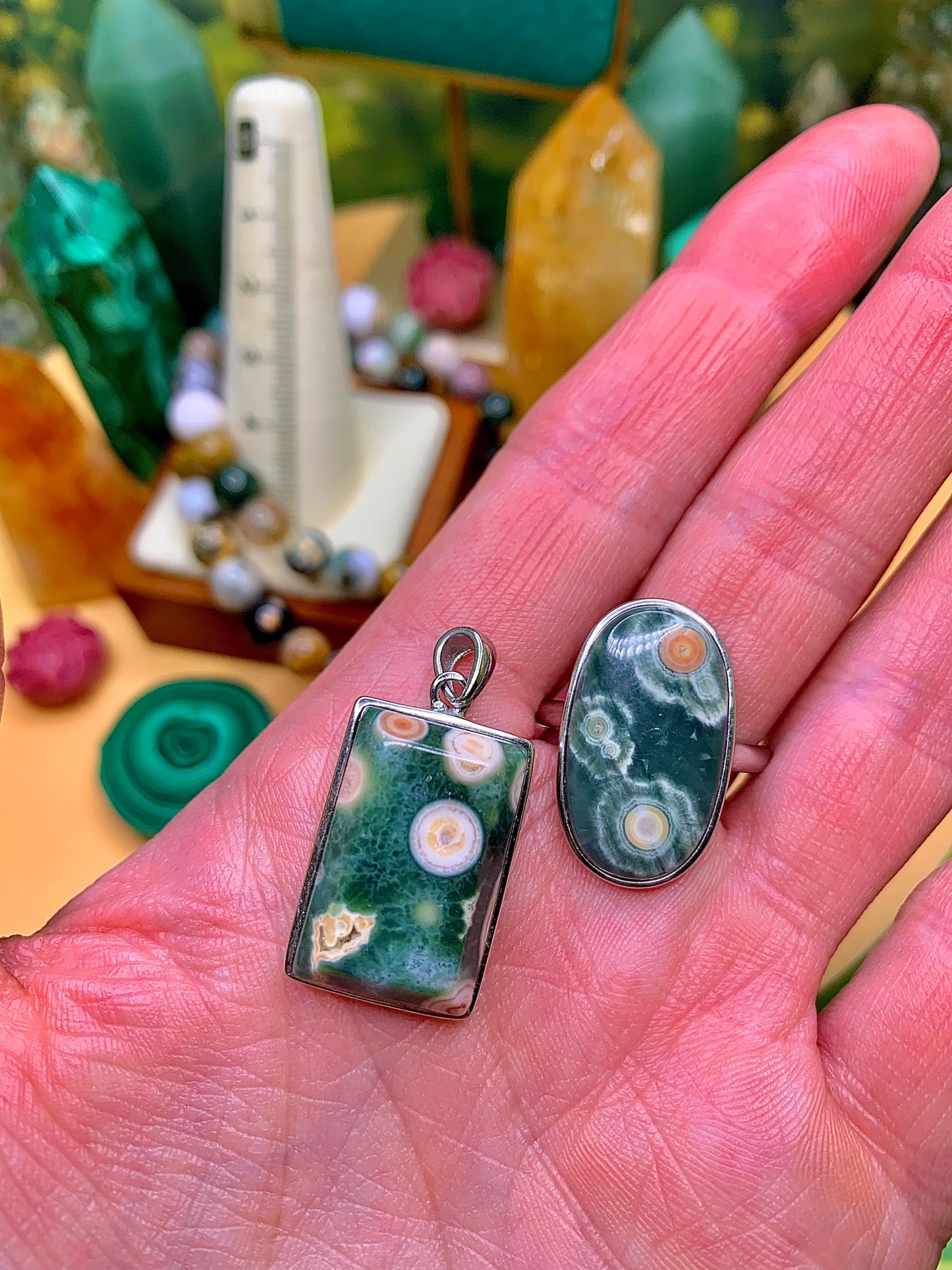 8th Vein Ocean 🌊 Jasper Pendant and Ring Gift Set