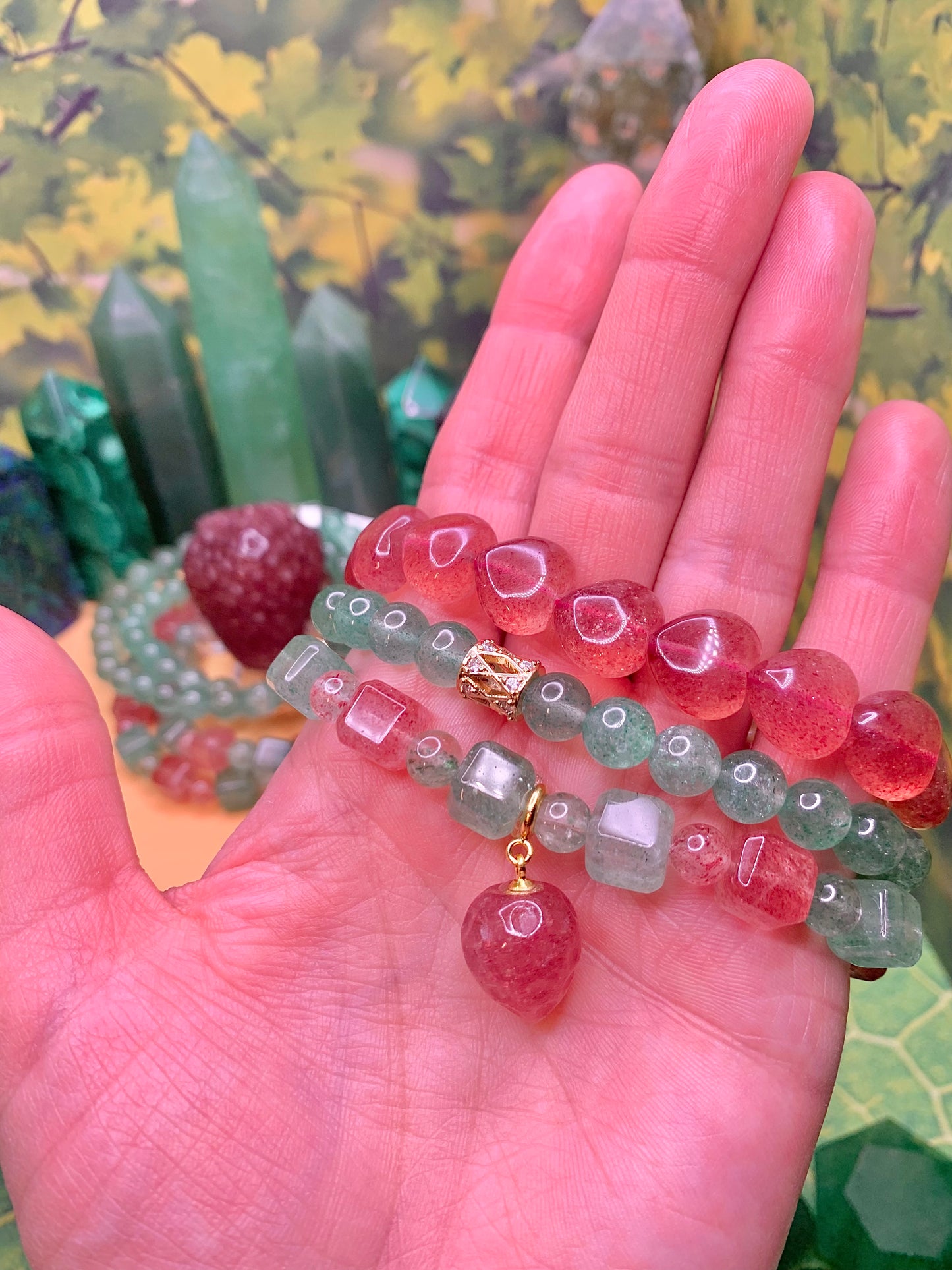 Strawberry Quartz Strawberry 🍓 Bracelet Charm