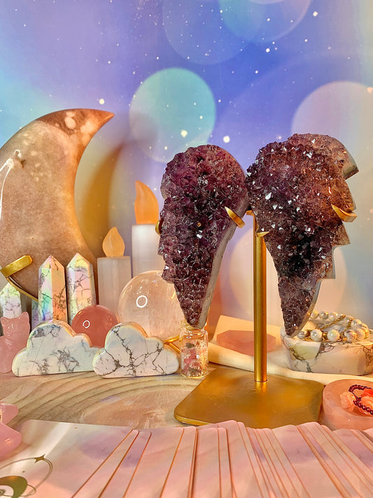 Amethyst Angel Wings on Stand