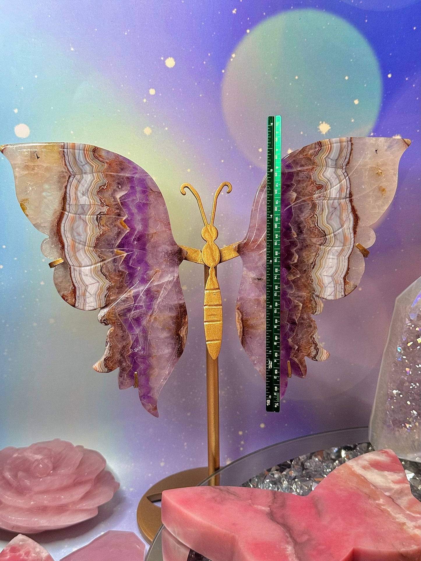 Amethyst Agate Butterfly ๐ฆ Wings on Stand