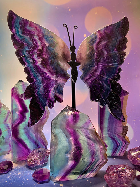 Rainbow Fluorite Butterfly 🦋 on Stand