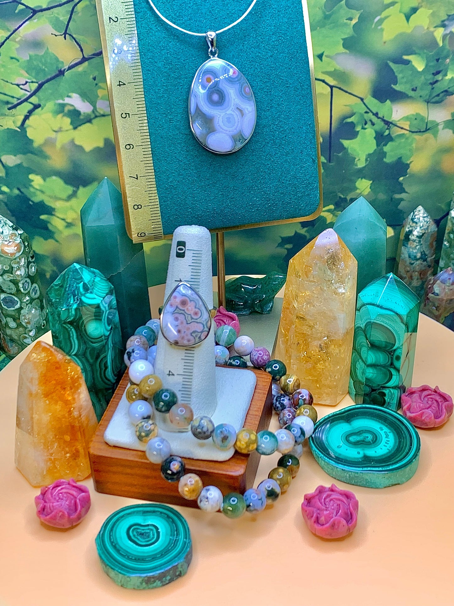 8th Vein Ocean 🌊 Jasper Pendant and Ring Gift Set