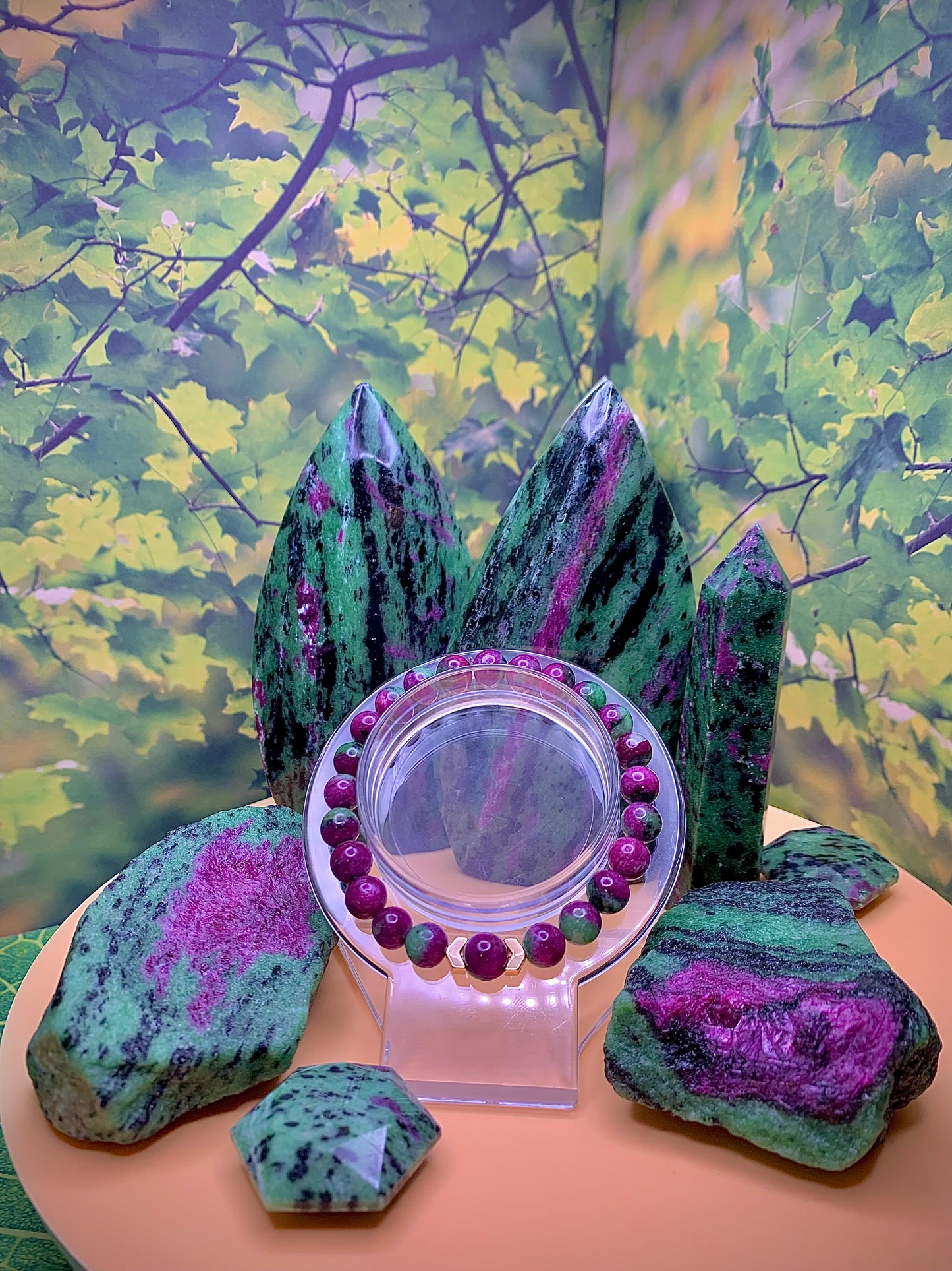 Ruby Zoisite Round Bead Bracelet 7.5 *HQ*