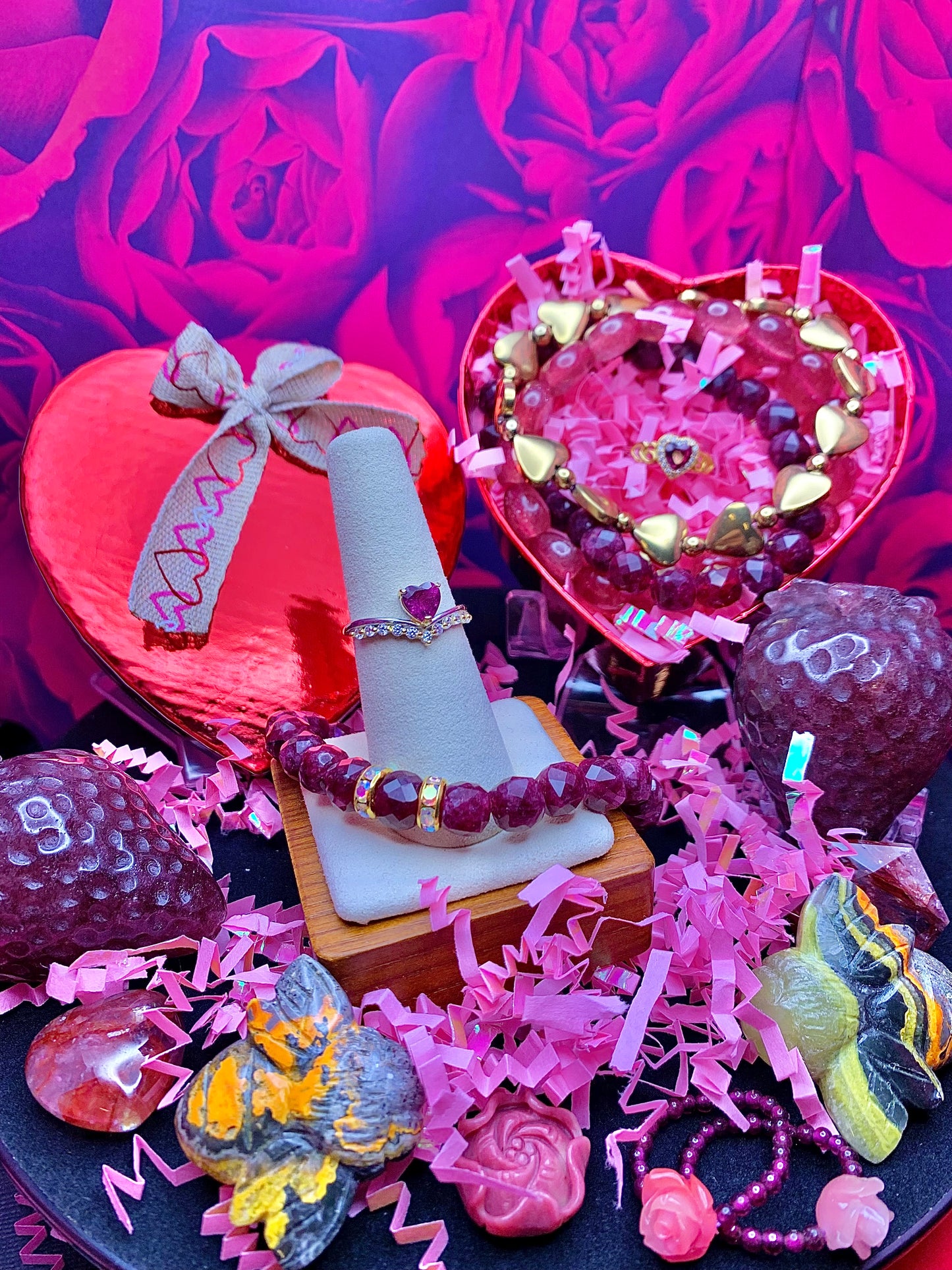 Purple Garnet Heart ♥️ Ring with 18k Gold over .925 Silver