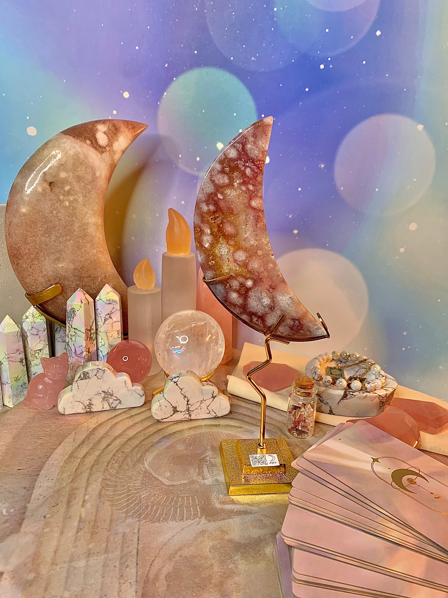 Pink Amethyst Crescent 🌙 Moon on Stand