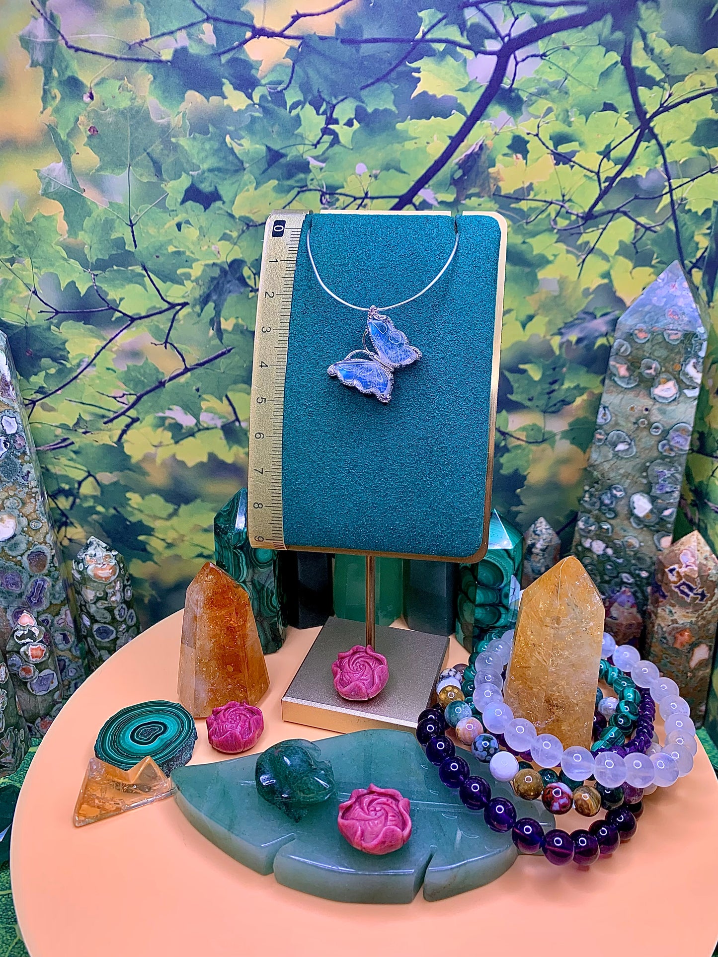 Blue Flash MoonStone Butterfly 🦋 Pendant in Sterling Silver