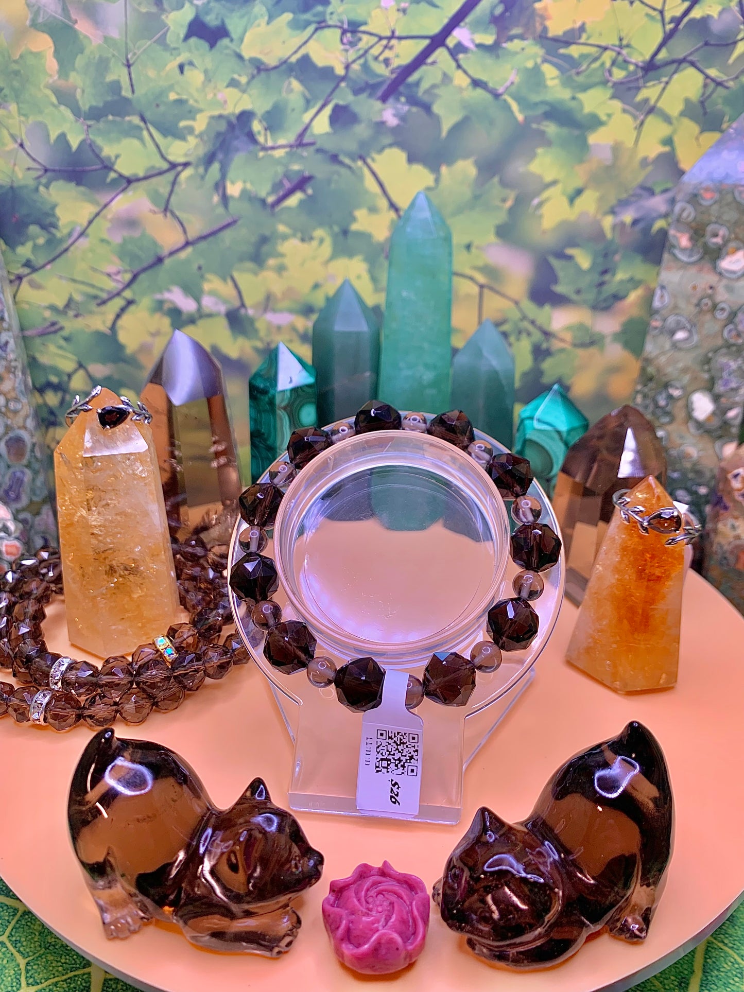 Smoky Quartz Faceted Bead Bracelet (8-12mm)