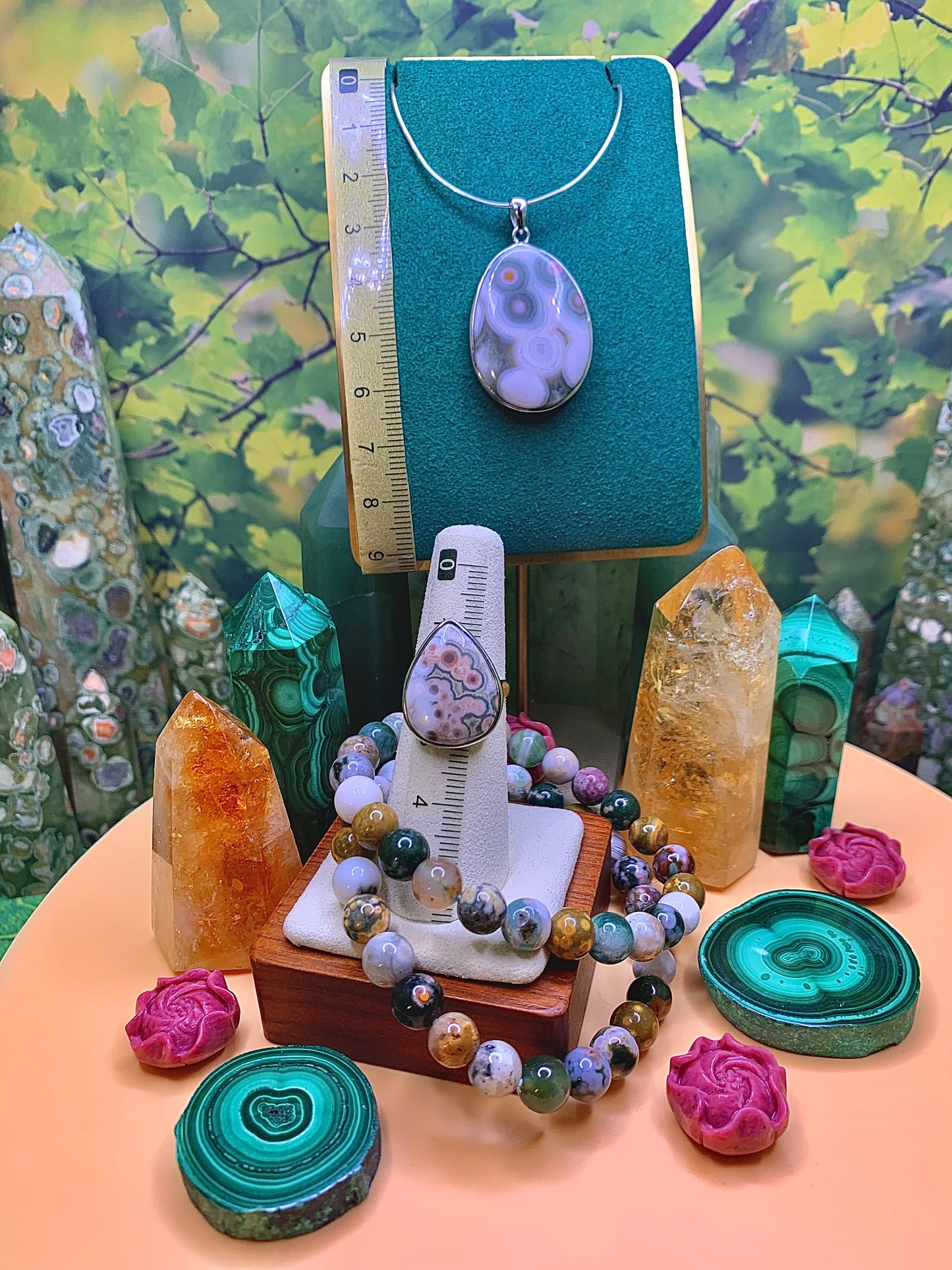 8th Vein Ocean 🌊 Jasper Pendant and Ring Gift Set