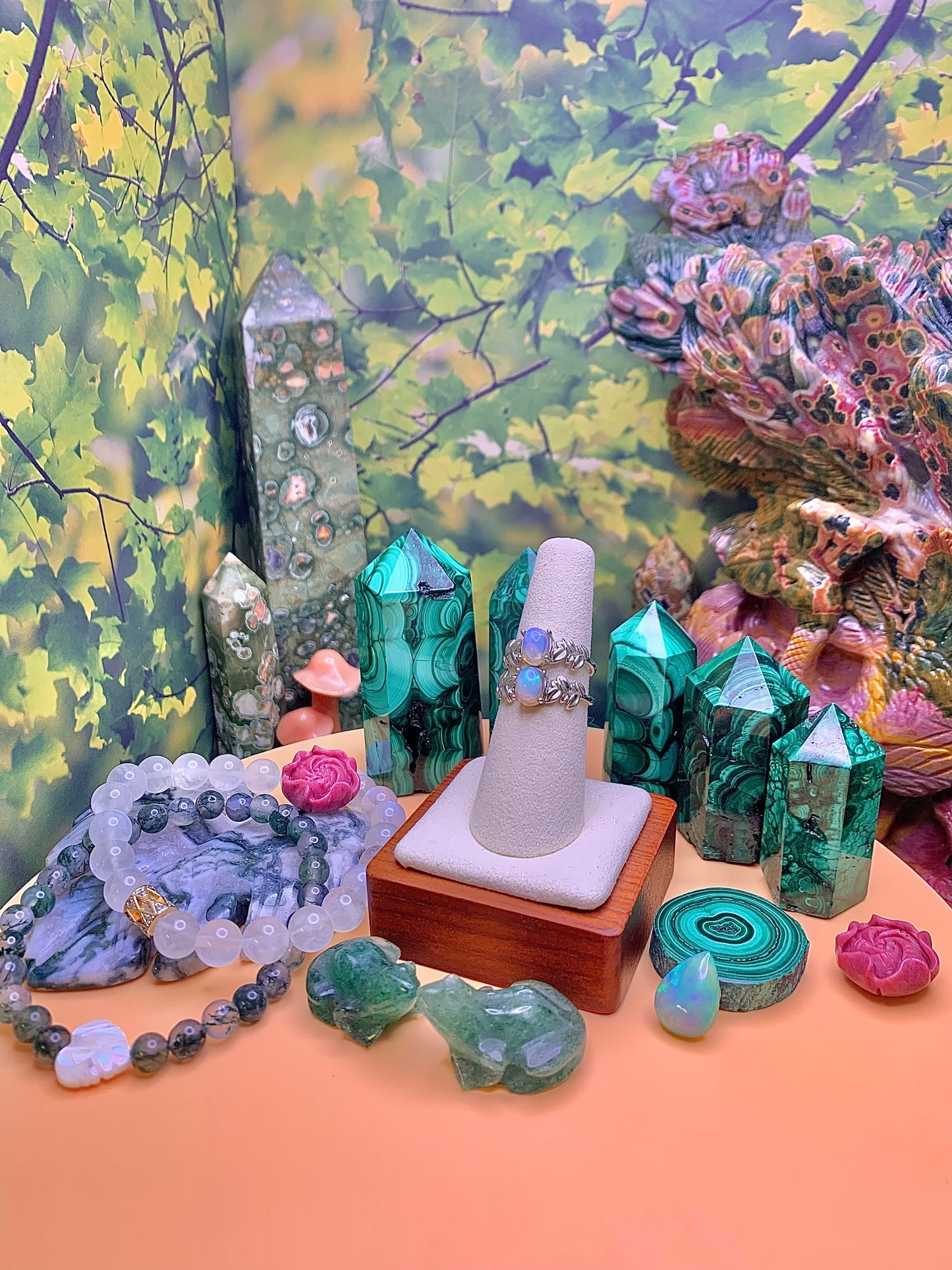 Opal Oval Cut set in Sterling Silver with Branch and Leaf Details