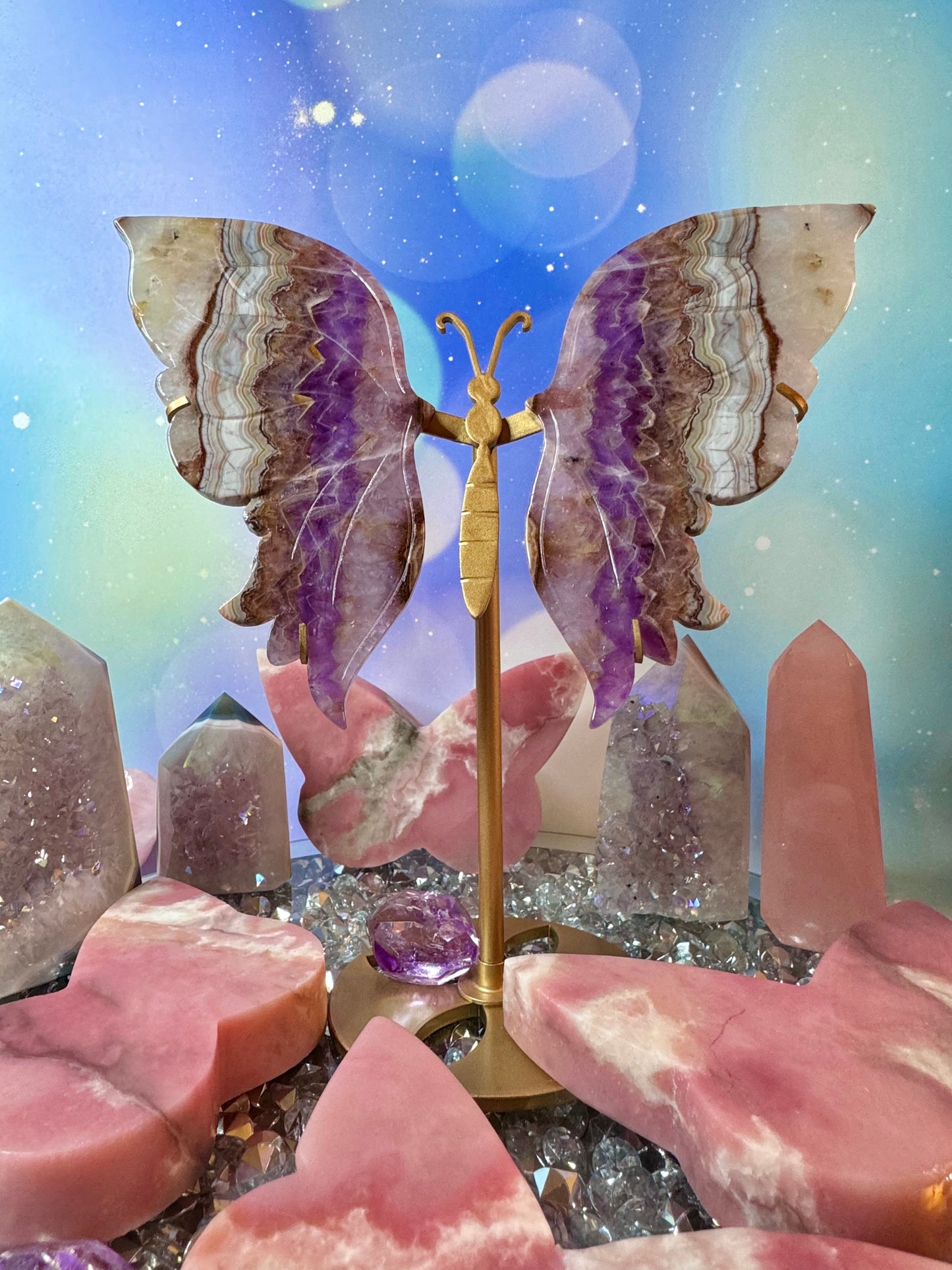 Amethyst Agate Butterfly ๐ฆ Wings on Stand