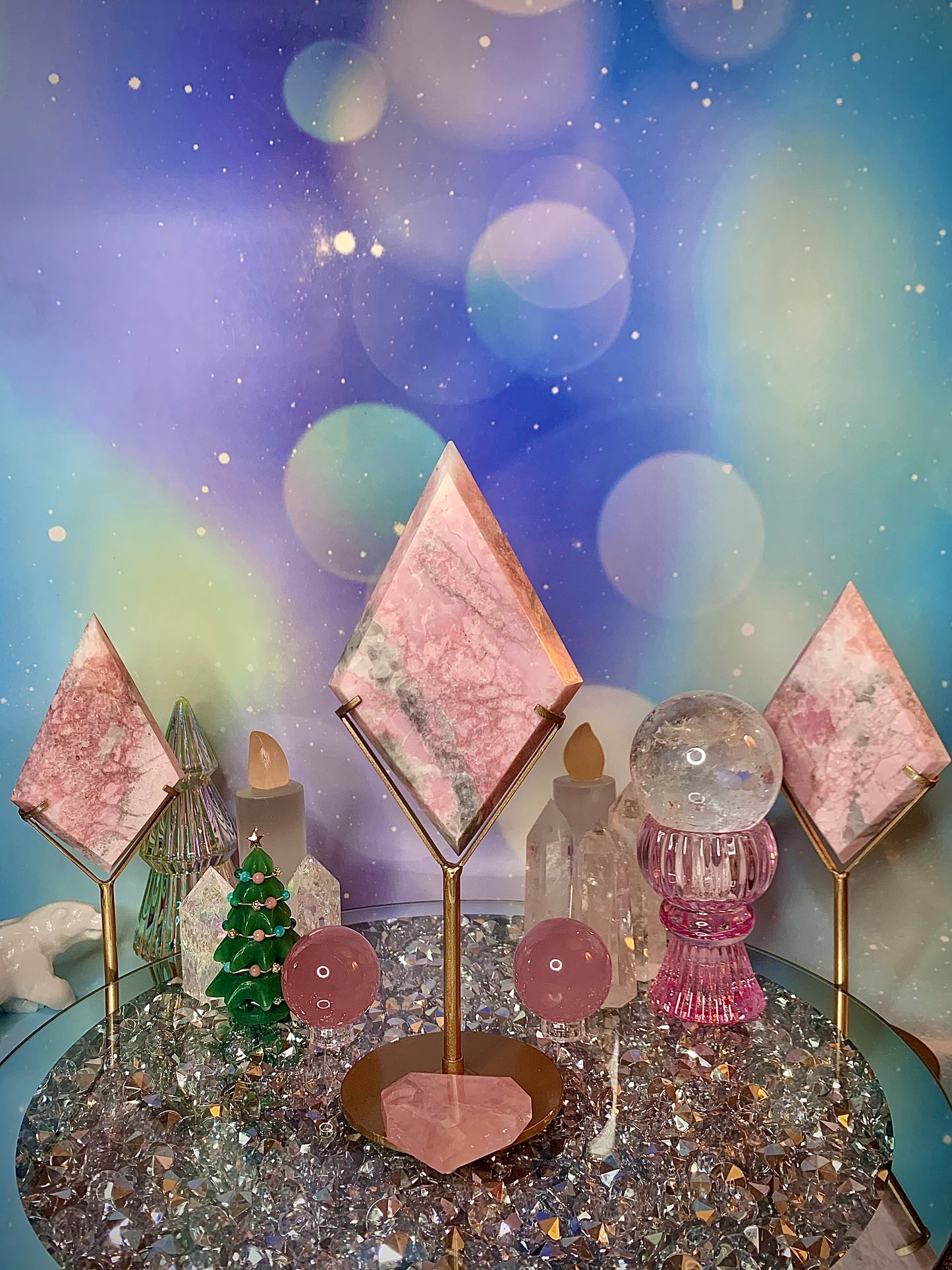 Pink Opal Diamond on Stand