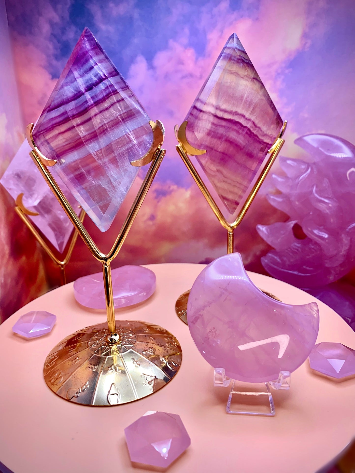 Candy 🍭 Fluorite Diamond on Stand (Multi-Colored)